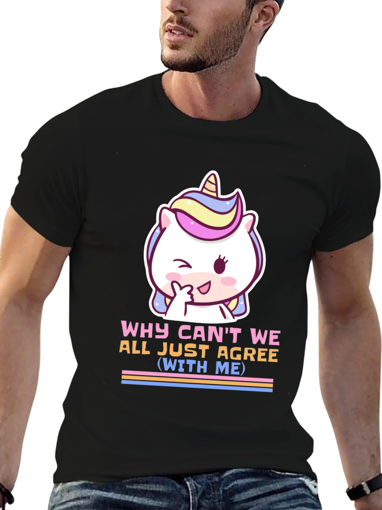 Black Unicorn T-Shirt - Why Can't We All Just Agree (With Me) view 6