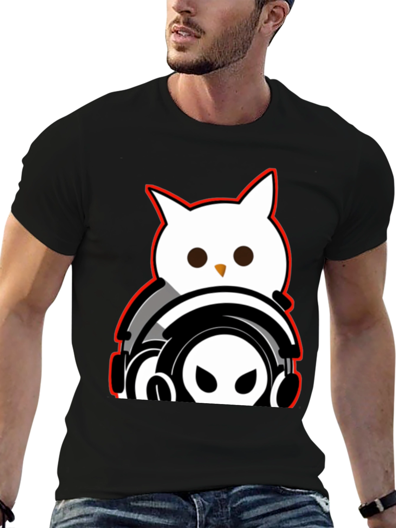 Black Owl DJ Graphic Tee - Black view 6