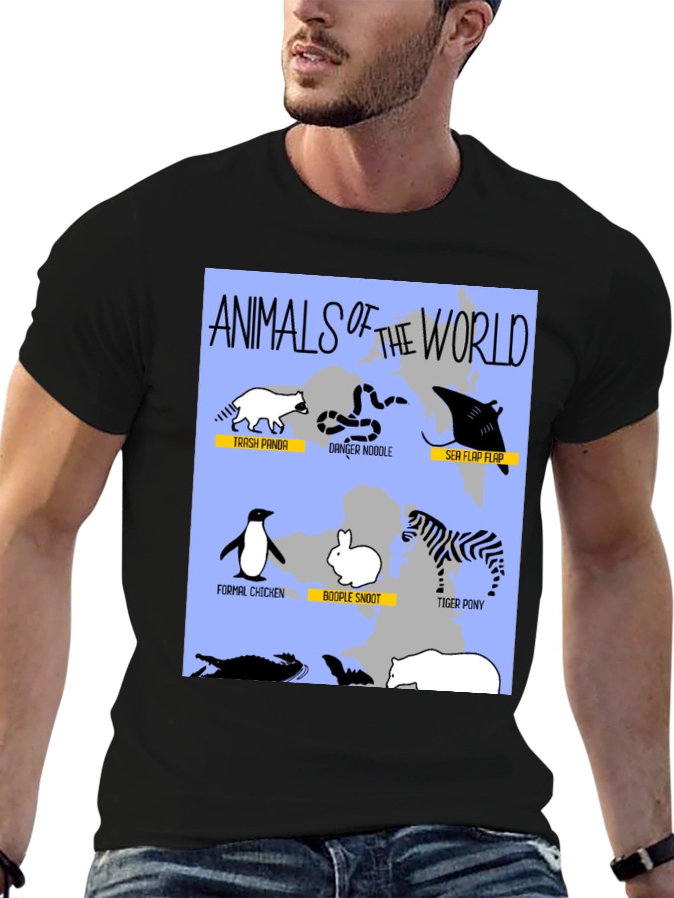 Black Animals of the World Graphic T-Shirt view 6