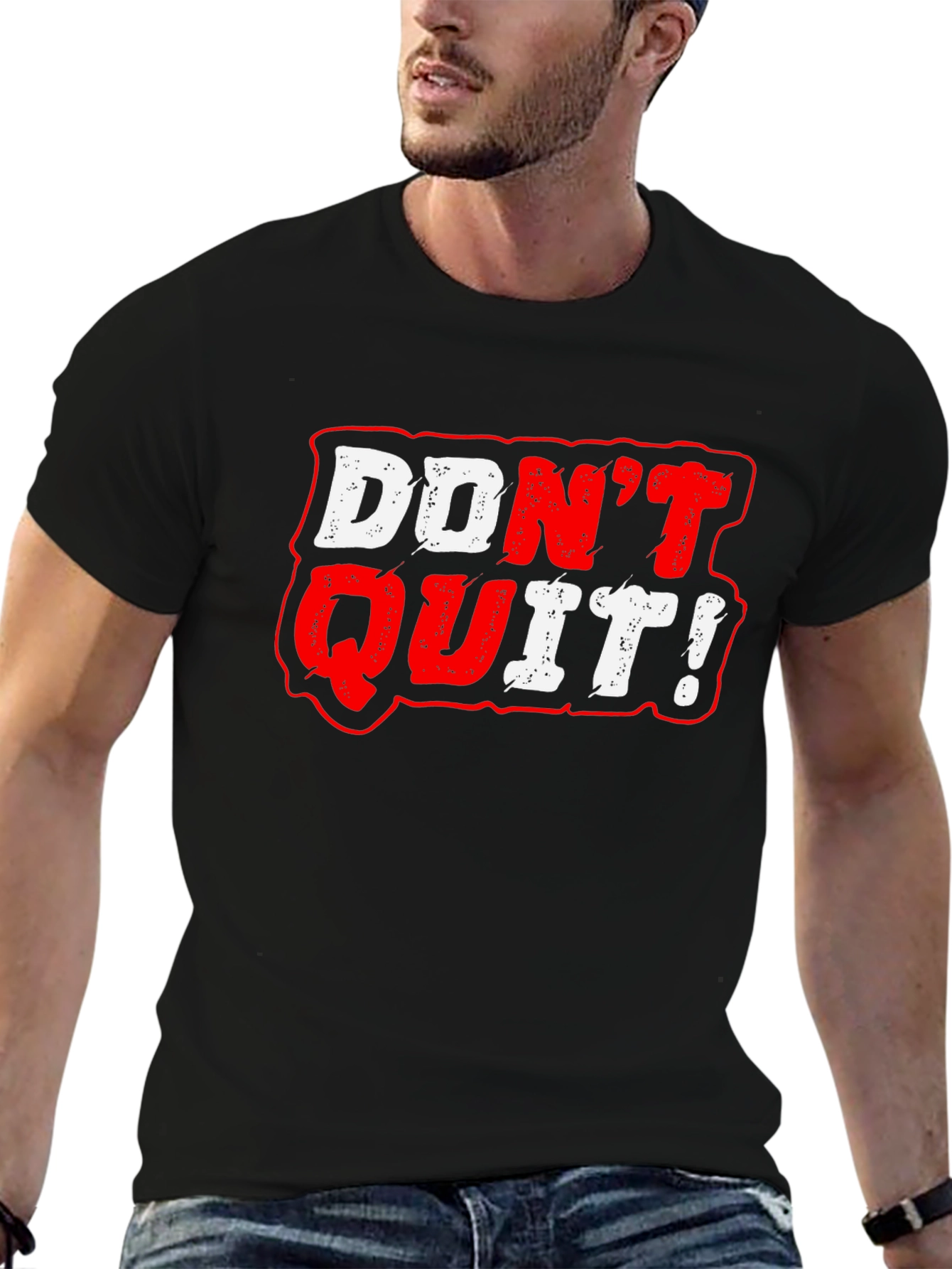 Black Don't Quit Graphic Tee - Motivational Black T-Shirt view 6