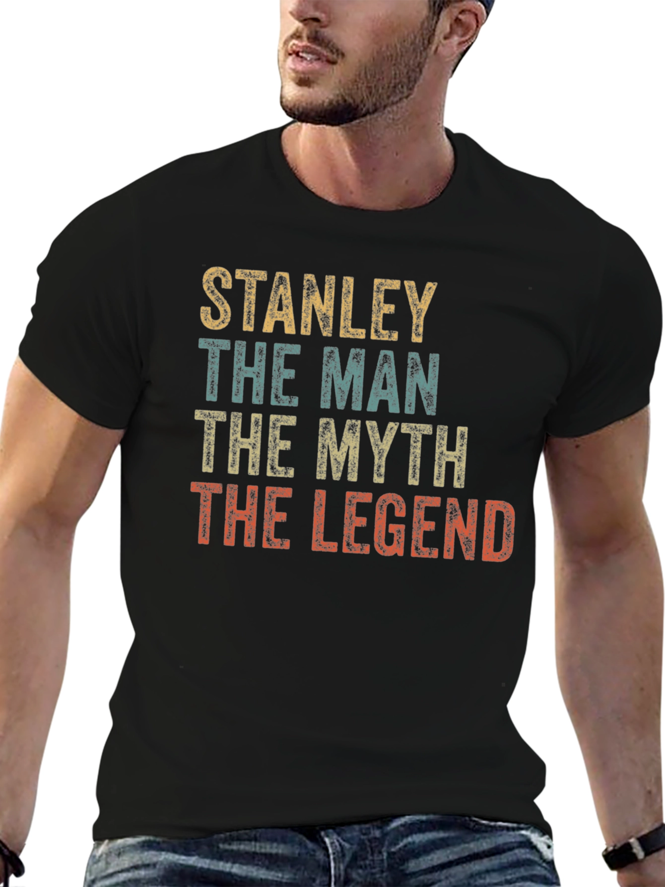 Black Stanley The Man, Myth, Legend T-Shirt - Black view 6