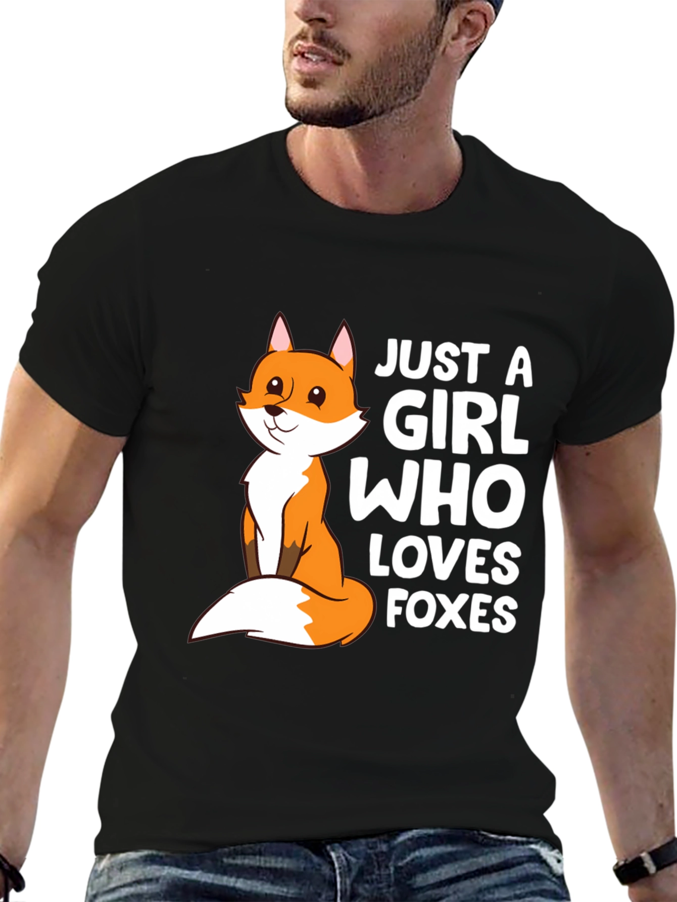 Black Just A Girl Who Loves Foxes T-Shirt Cute Fox Graphic Tee view 6