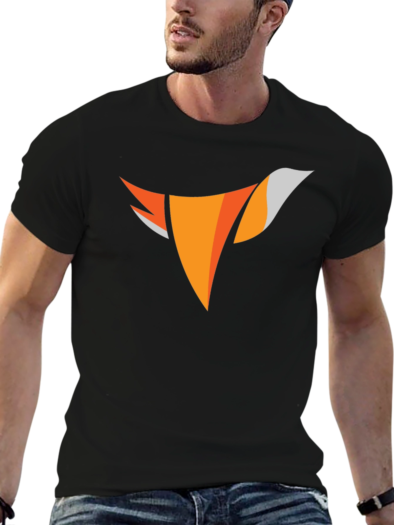 Black Stylish Black T-Shirt with Fox Logo view 6