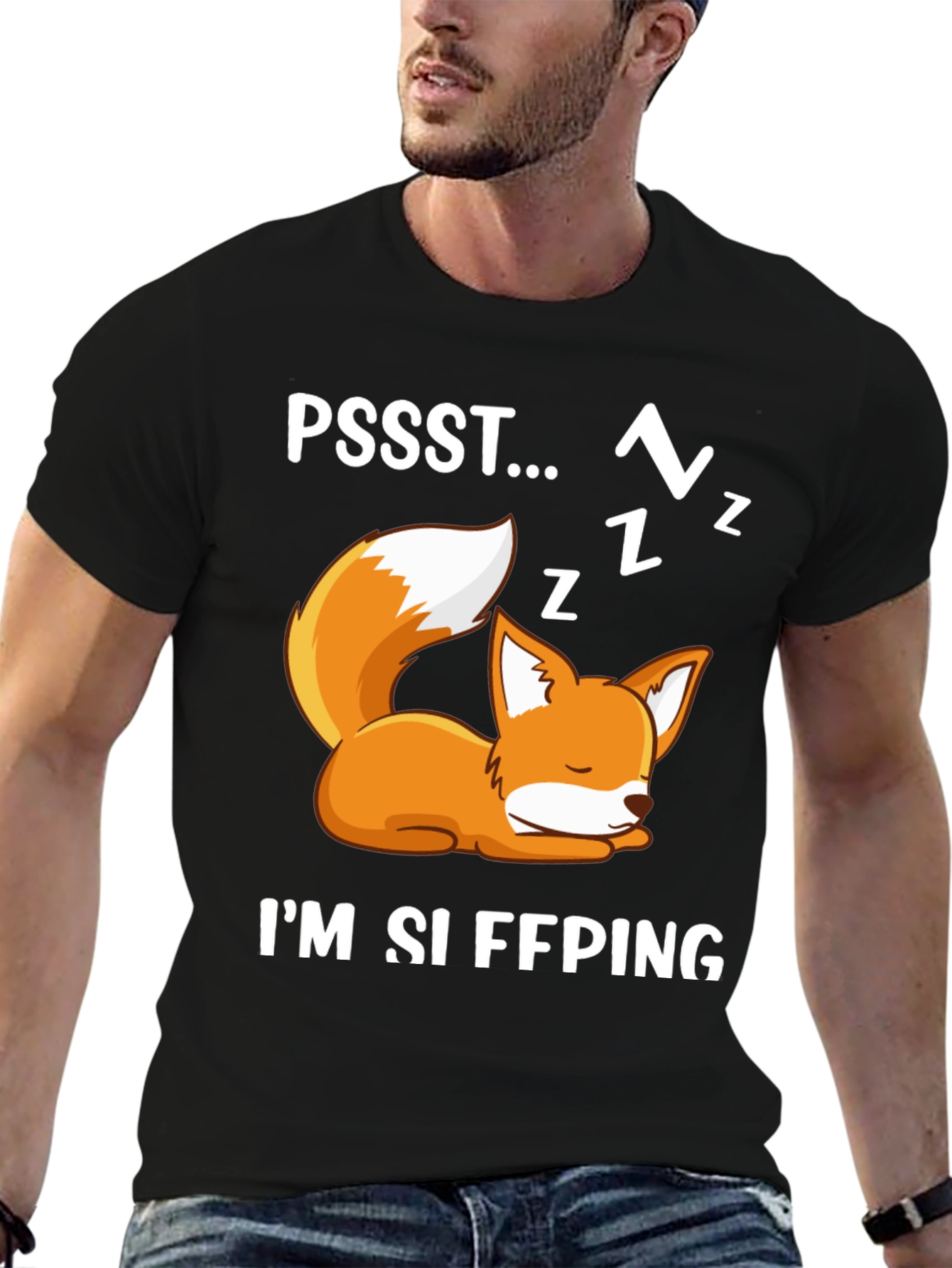 Cute Fox Sleeping Graphic T-Shirt - 6