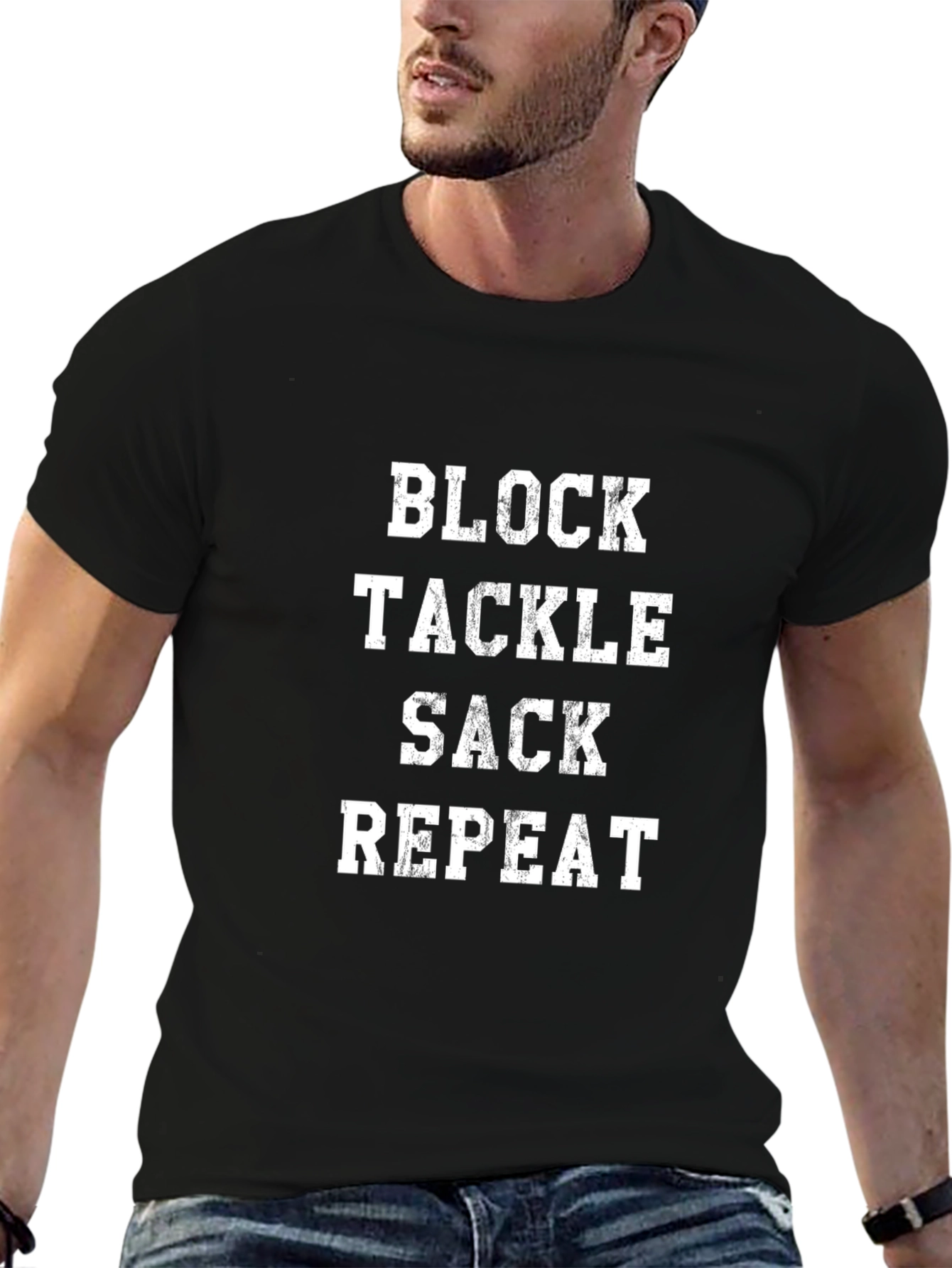 Black Block Tackle Sack Repeat T-Shirt view 6