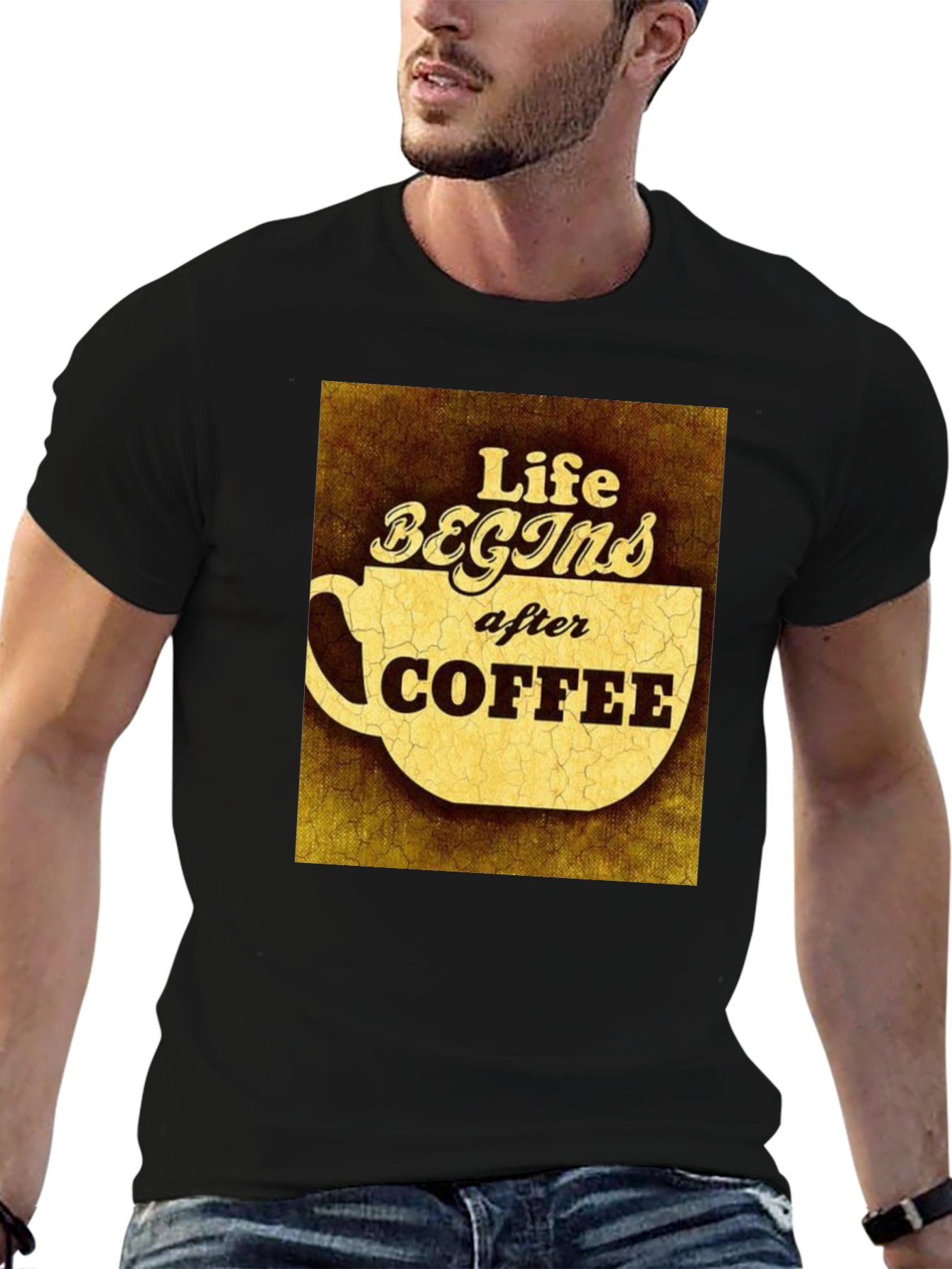 Black Life Begins After Coffee Graphic Tee view 6