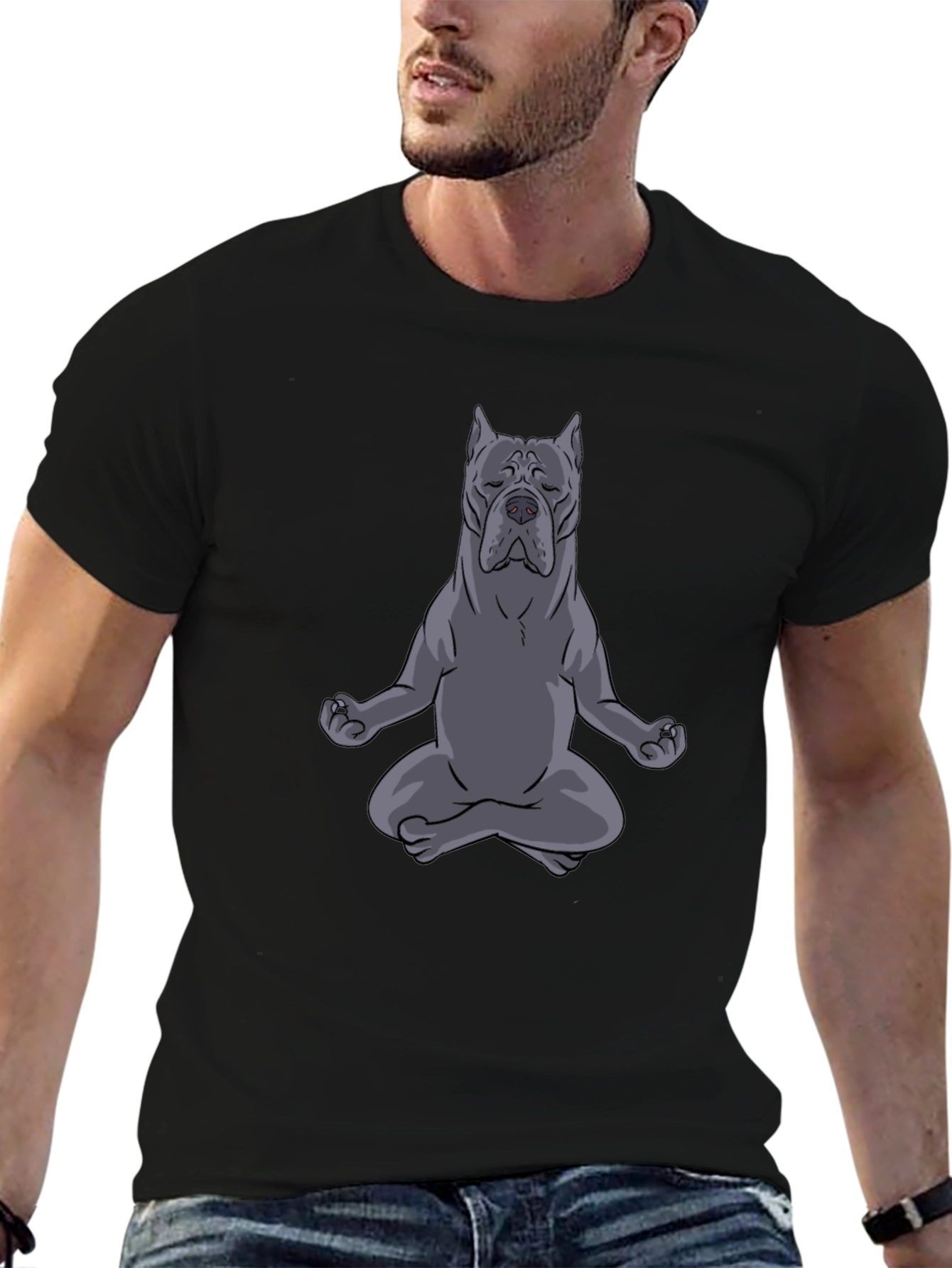 Black Zen Dog T-Shirt - Meditating Canine Graphic Tee view 6