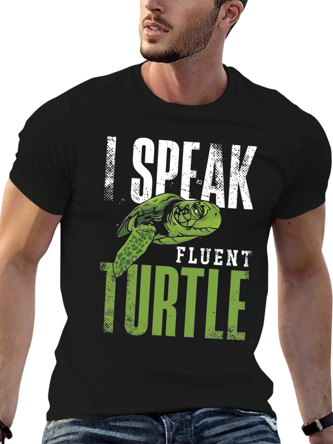 Black I Speak Fluent Turtle Graphic T-Shirt view 6