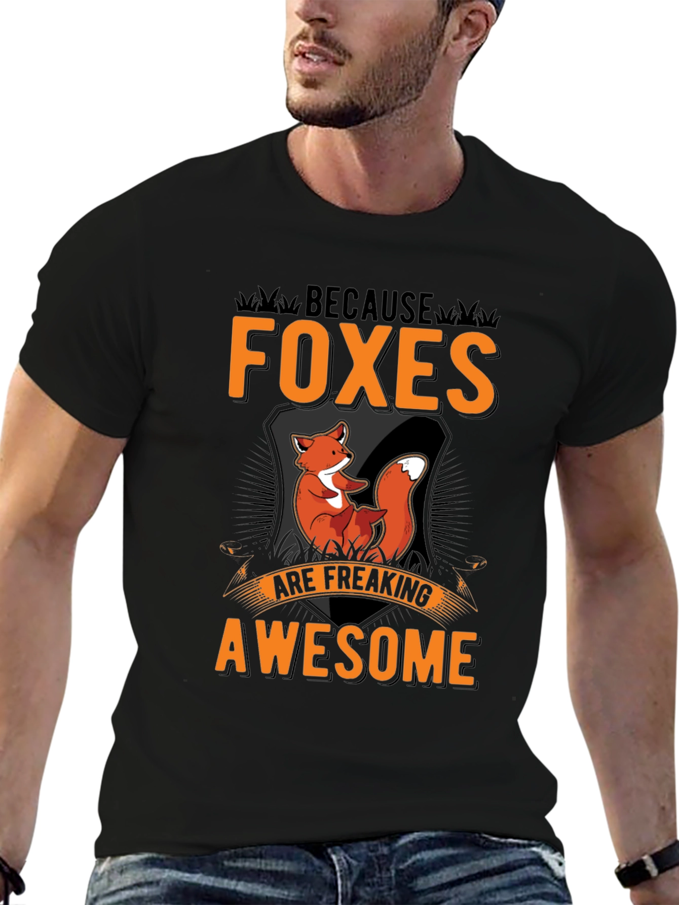 Black Foxes Are Awesome Black Graphic Tee view 6