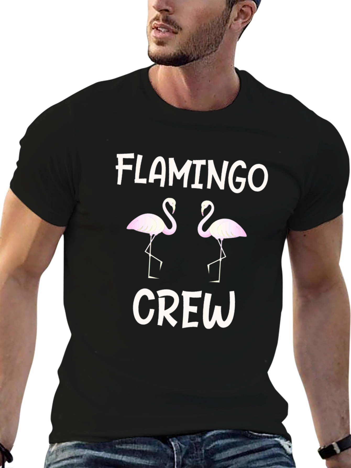 Black Flamingo Crew T-Shirt - Fun Novelty Tee view 6