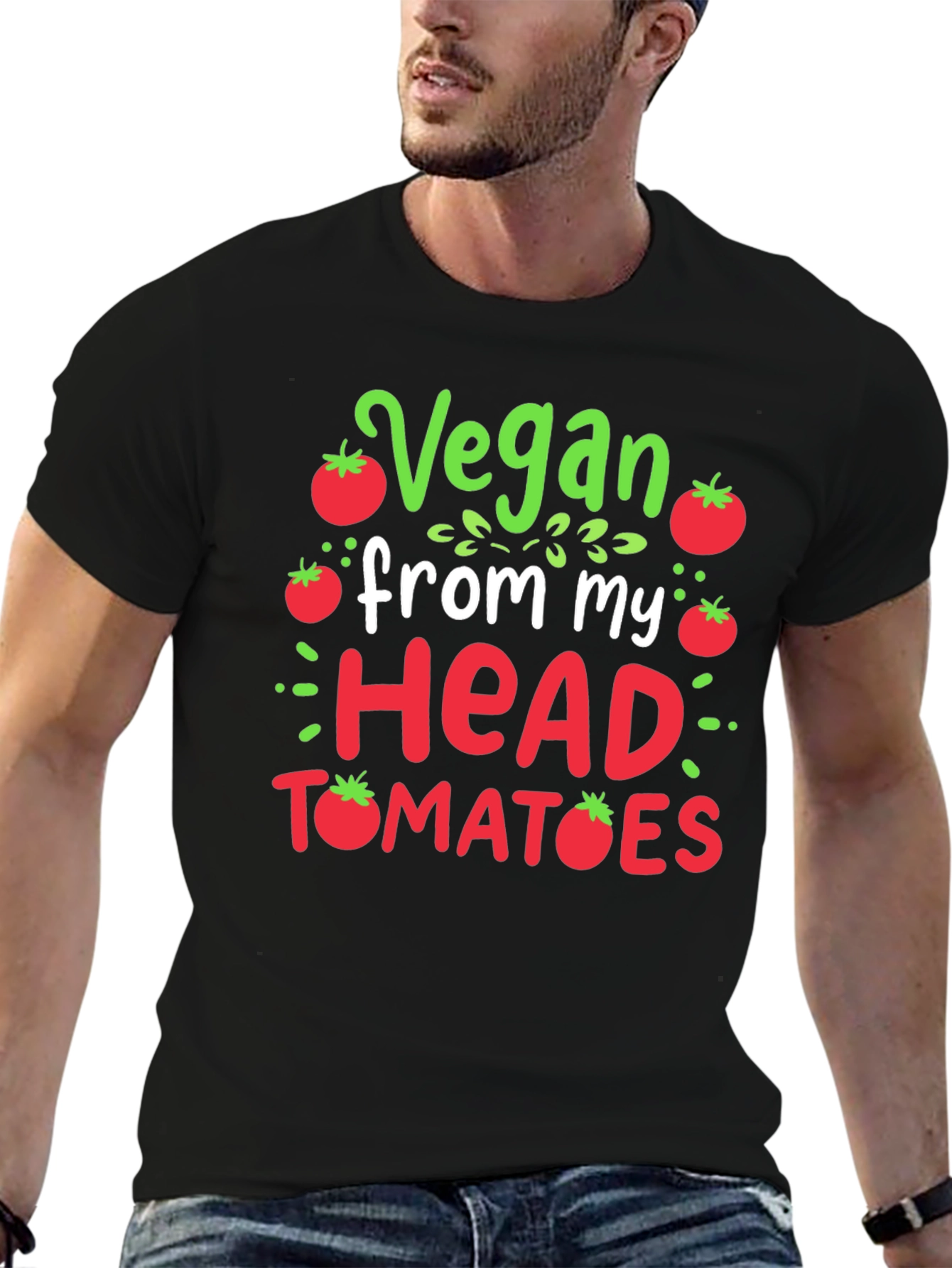 Black Vegan Tomato T-Shirt - Funny Plant Based Tee view 6