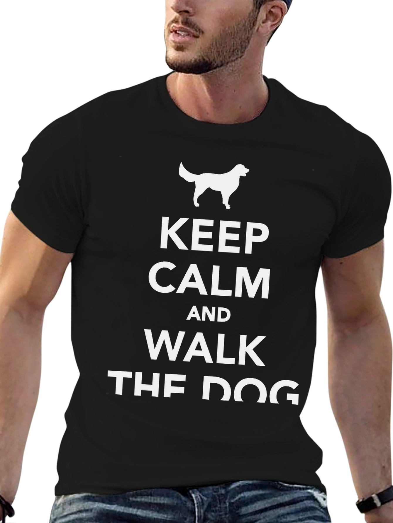 Black Keep Calm Walk the Dog Graphic Tee view 6
