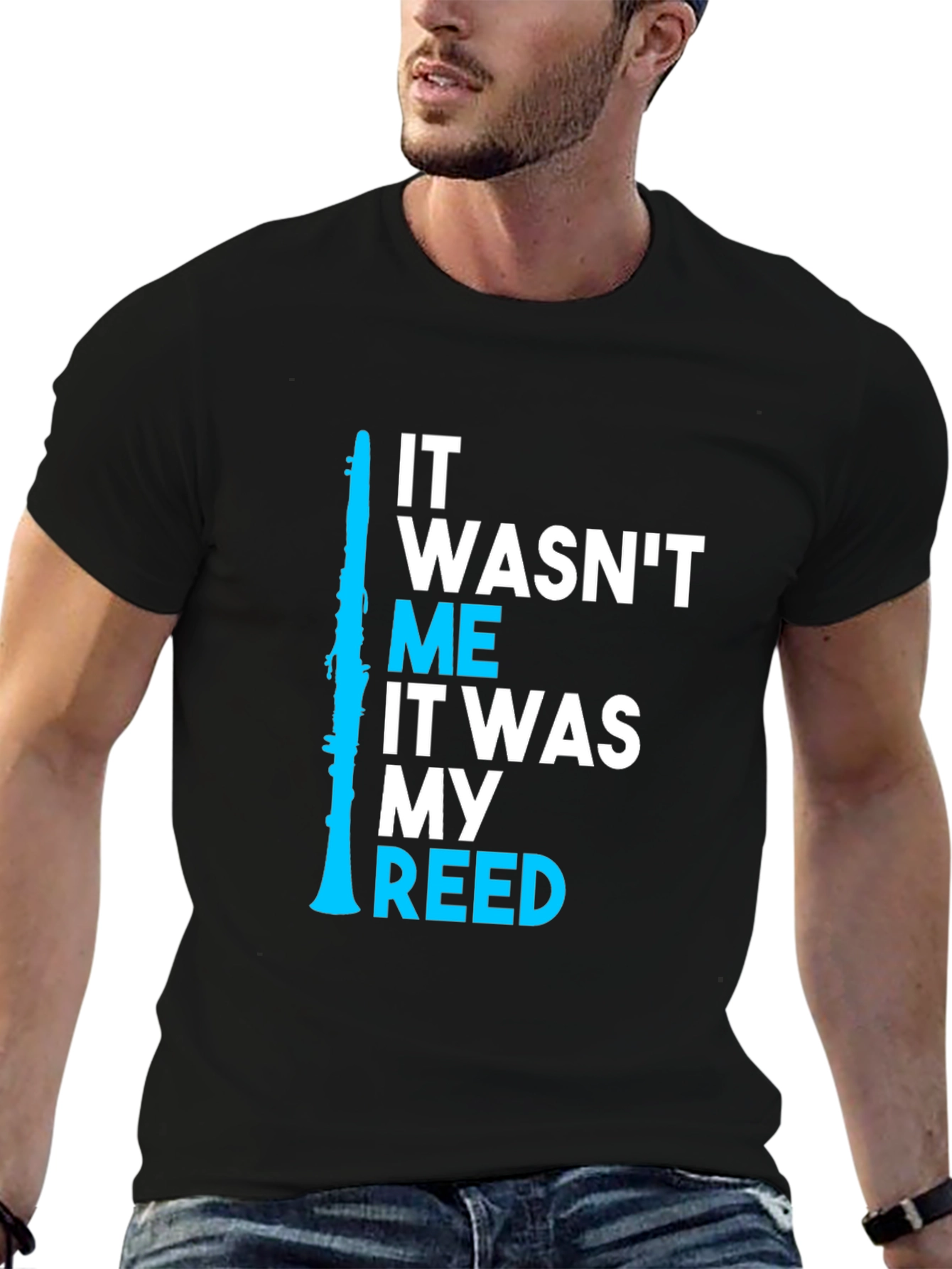 Black It Wasn't Me It Was My Reed Clarinet T-Shirt view 6