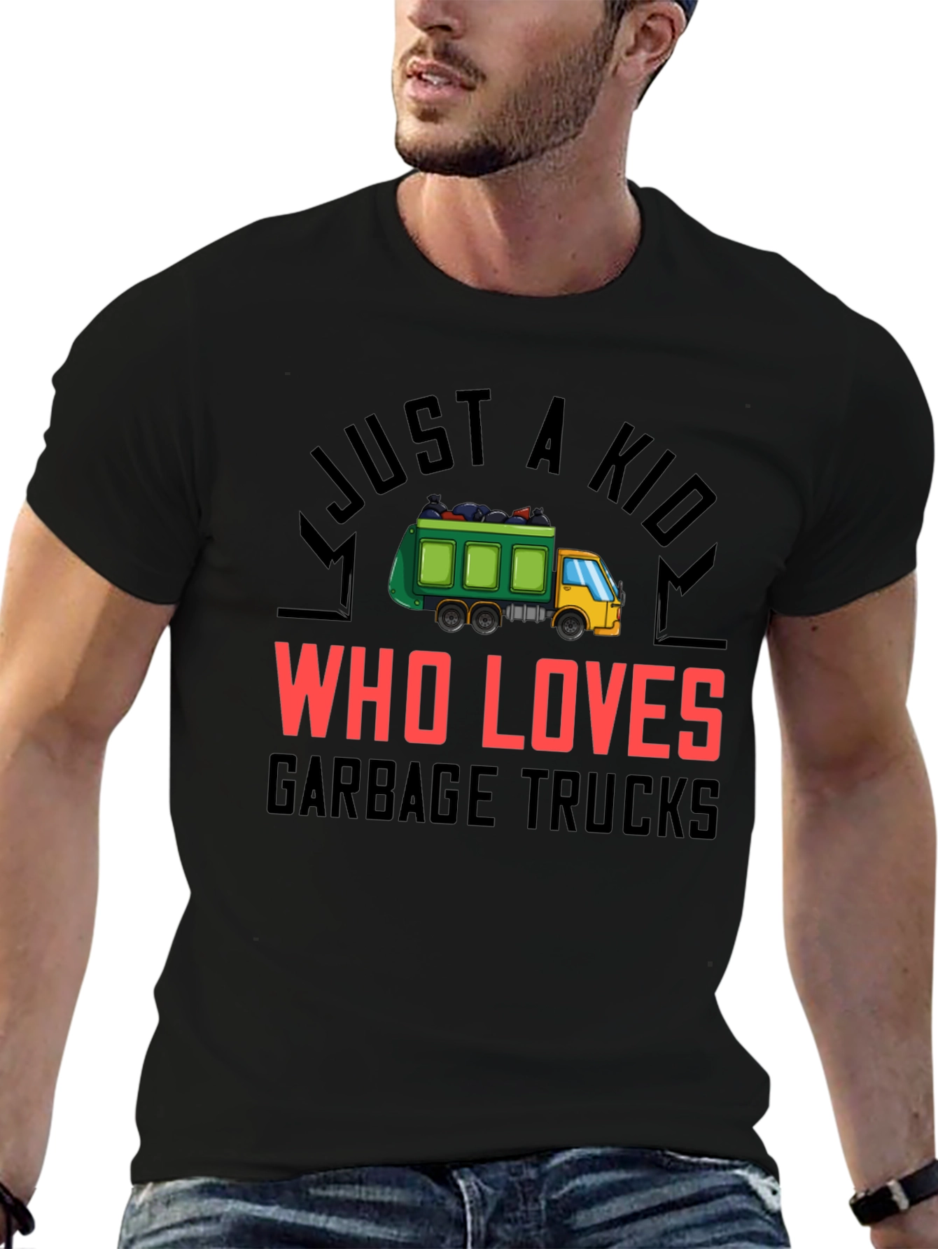 Black Garbage Truck Lover T-Shirt view 6