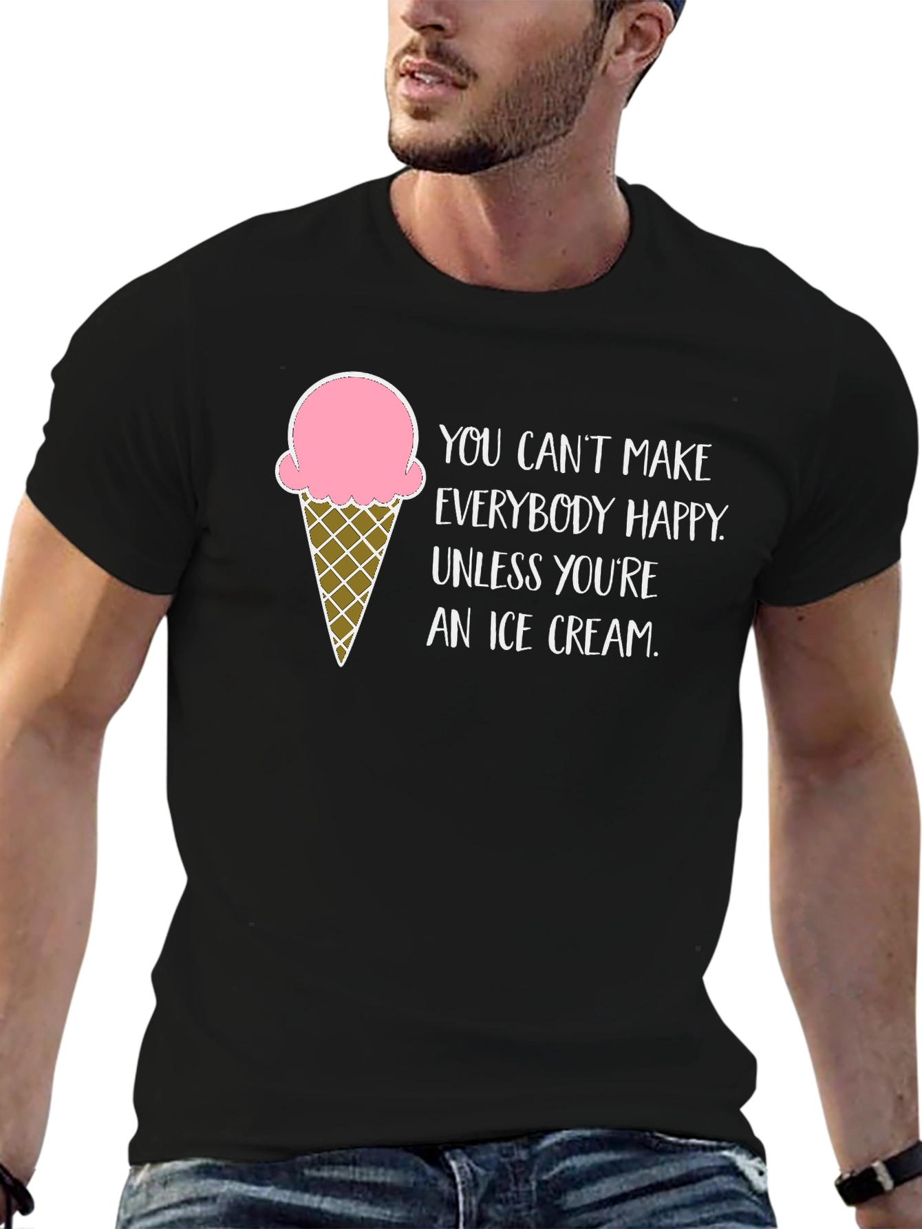Black Ice Cream Happiness T-Shirt - Funny Graphic Tee view 6