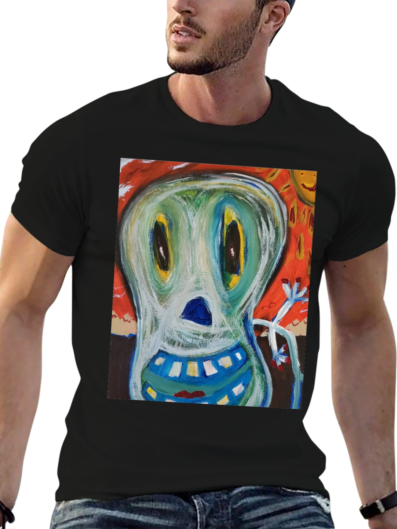 Black Abstract Art Graphic Tee - Quirky Style view 6