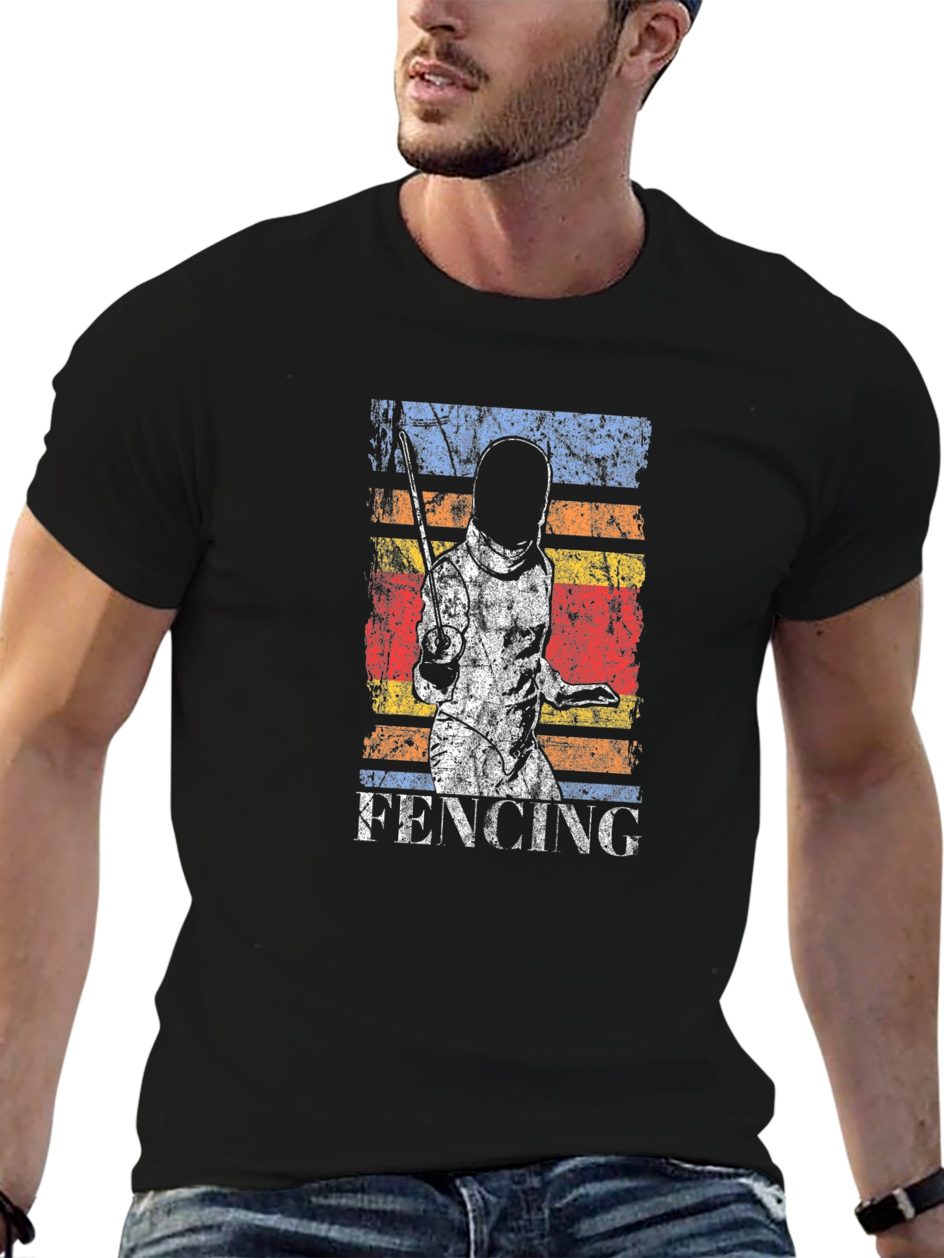 Black Fencing Graphic Print T-Shirt view 6