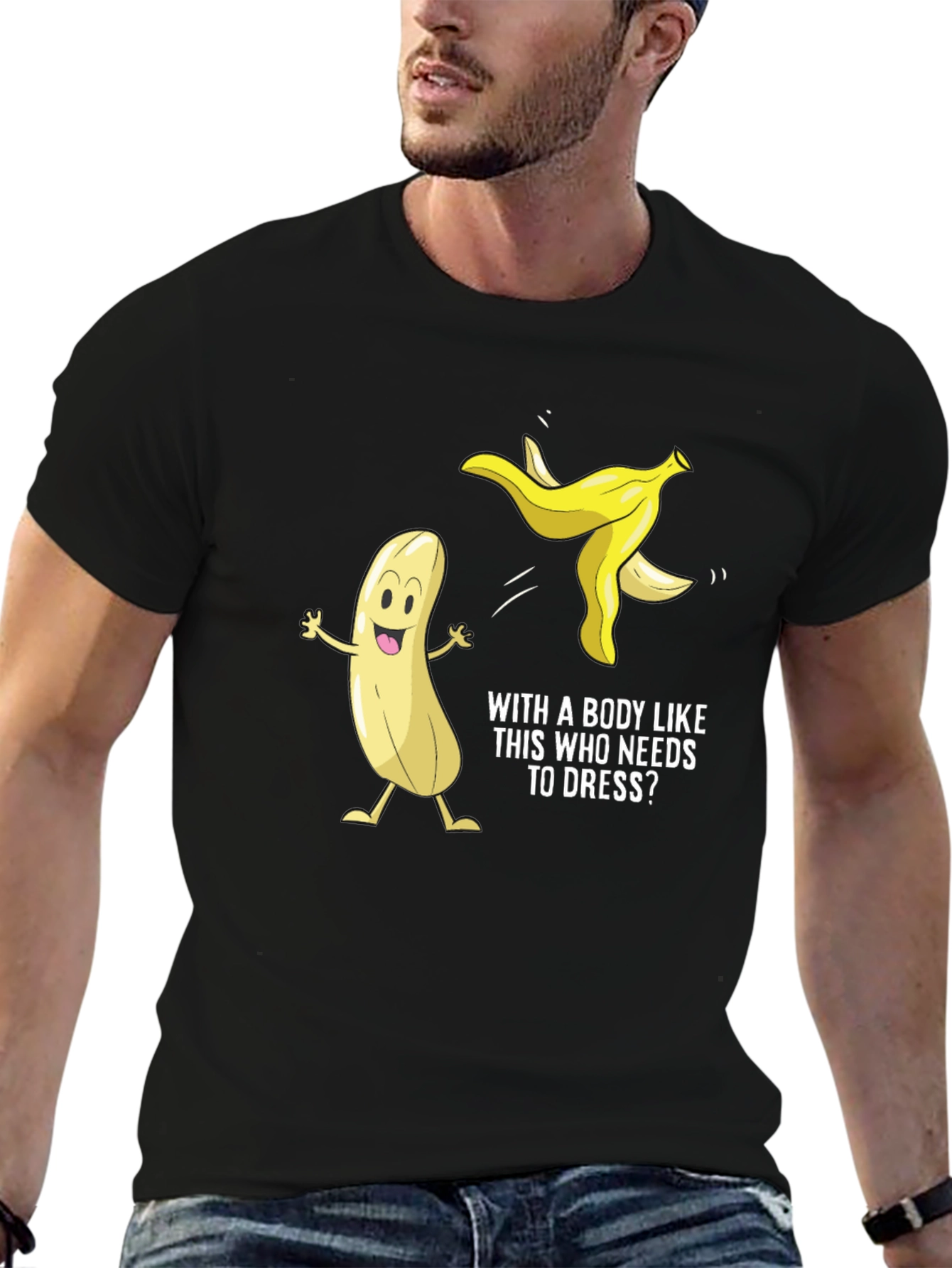 Black Funny Banana T-Shirt: With a Body Like This view 6