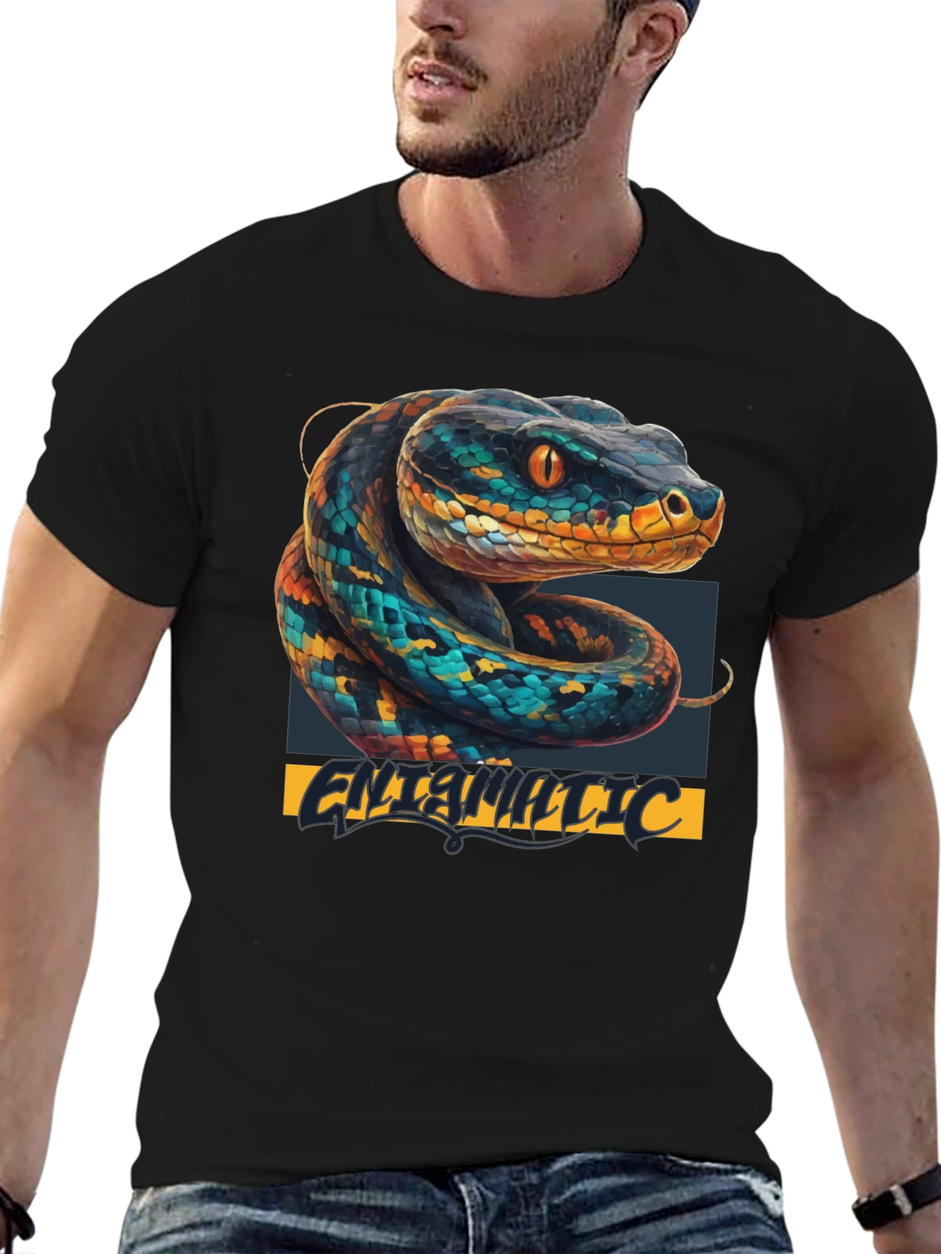Black Snake Graphic T-Shirt - Cool Animal Print Tee view 6