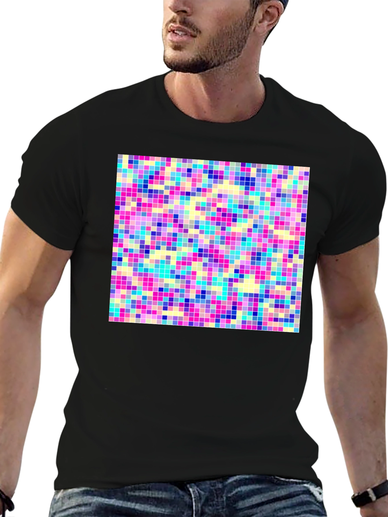 Black Pixel Art T-Shirt - Retro Style view 6
