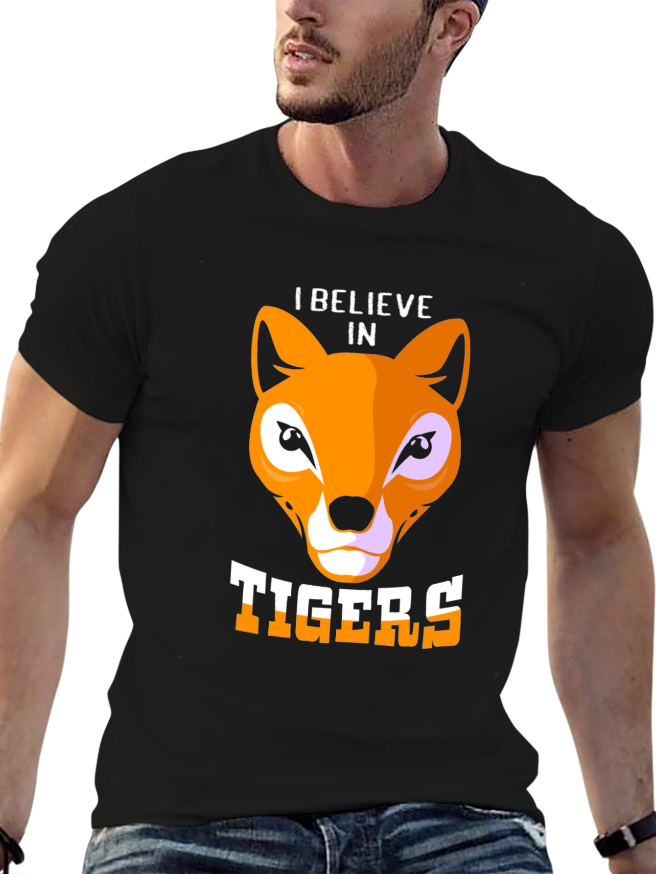 Black I Believe in Tigers Graphic Tee view 6