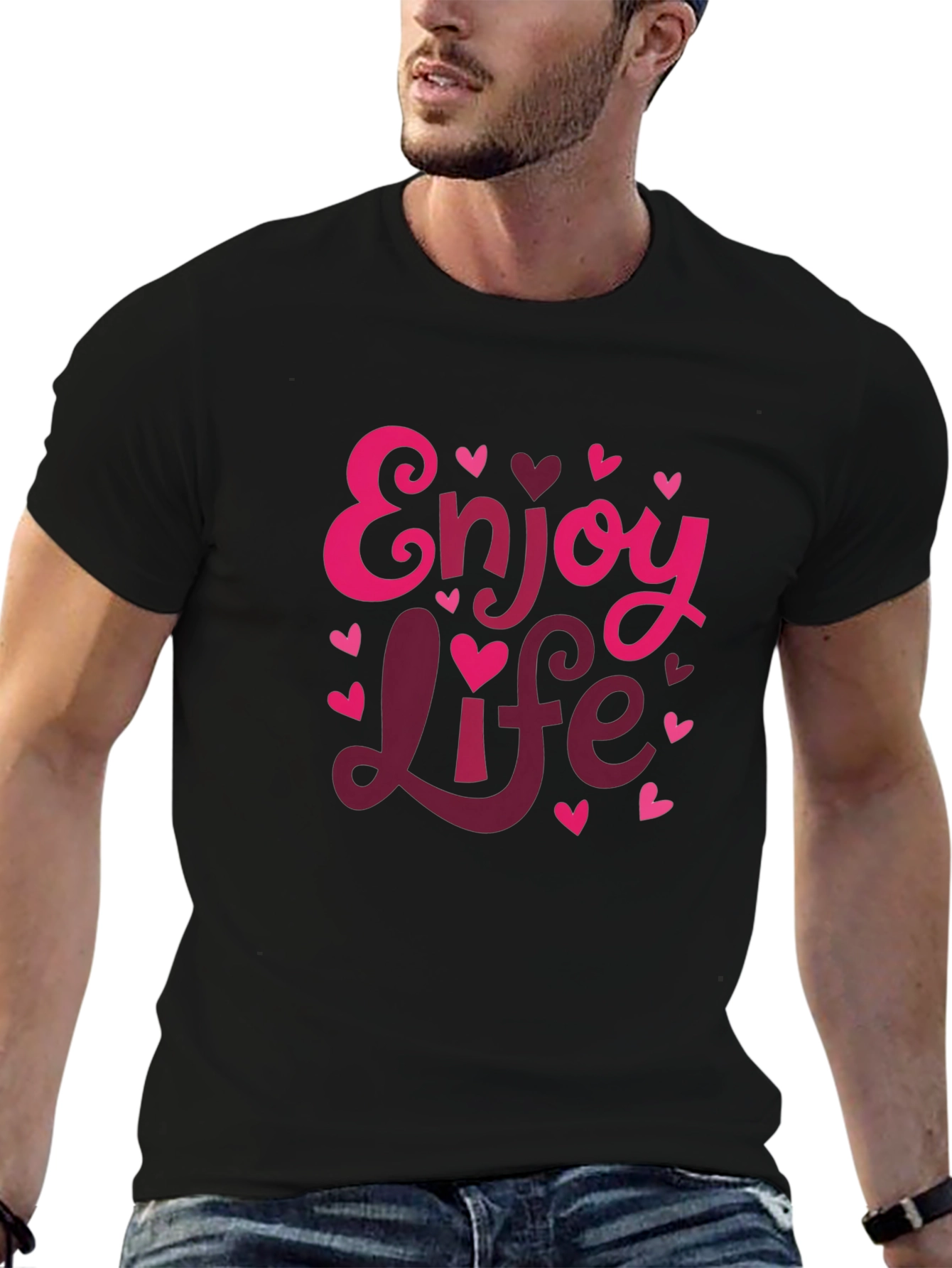 Black Enjoy Life Valentine's Day Graphic Tee view 6