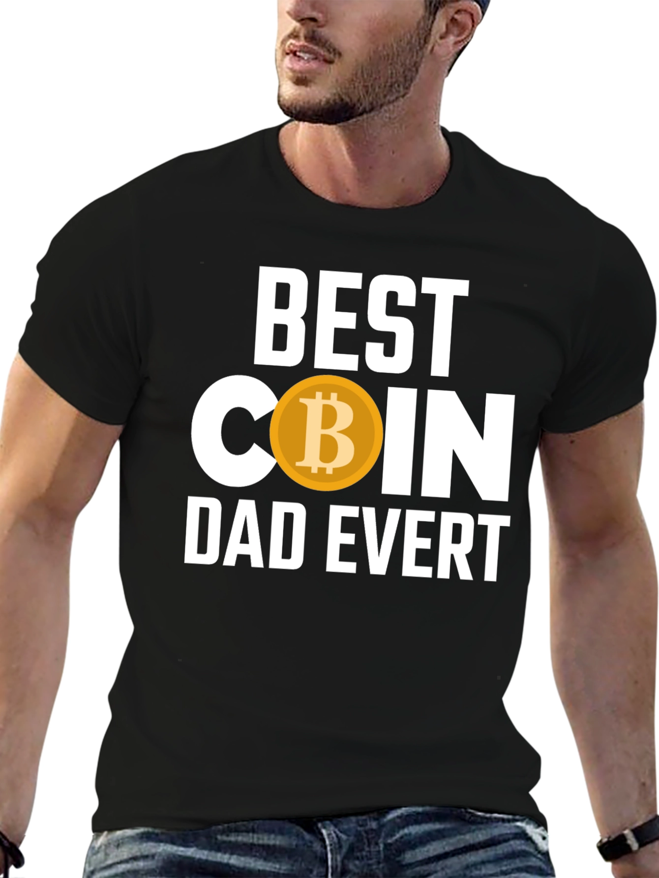 Black Best Coin Dad Ever T-Shirt - Crypto Bitcoin view 6