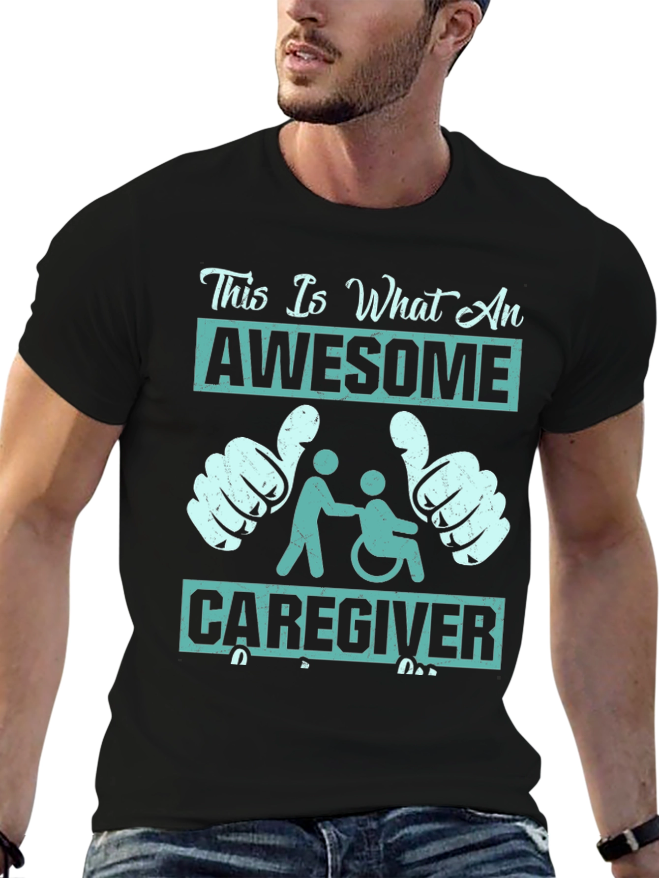 Black Awesome Caregiver T-Shirt - Support & Appreciation view 6