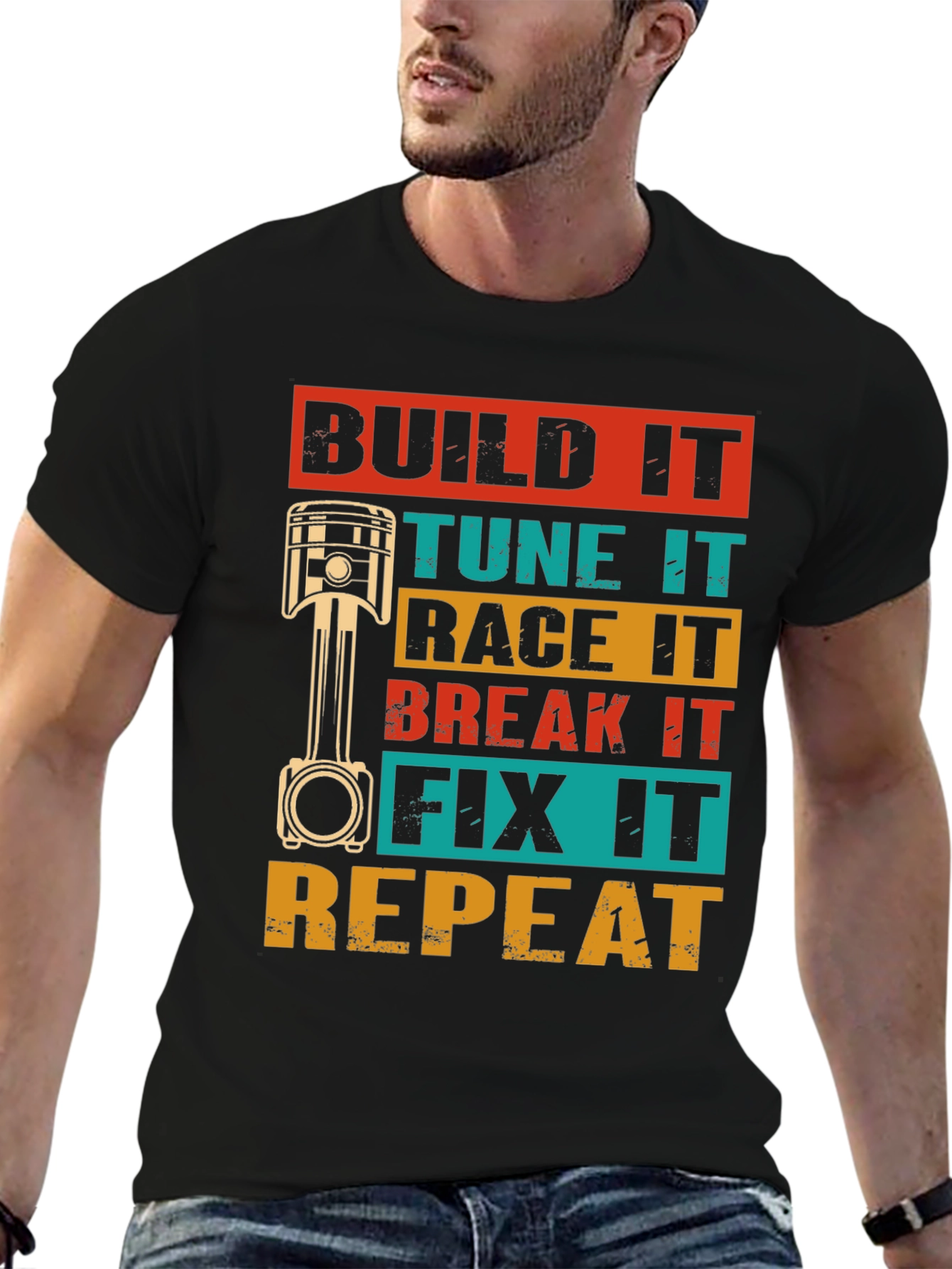 Black Build It, Tune It, Race It T-Shirt view 6