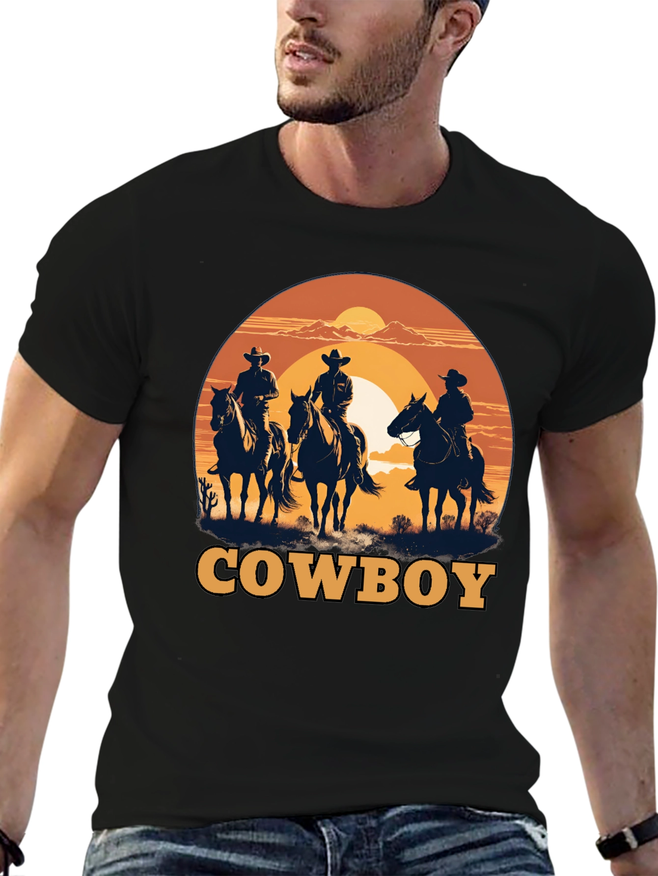 Black Cowboy Silhouette Graphic T-Shirt view 6