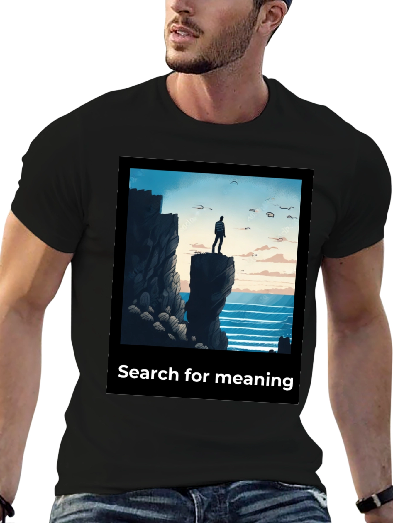 Black Search for Meaning Graphic T-Shirt view 6