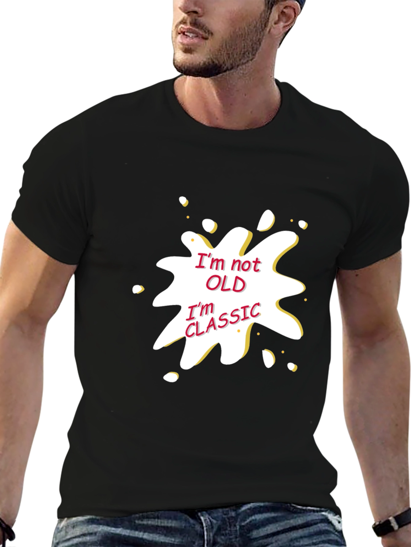 Black Funny "I'm Not Old, I'm Classic" Graphic T-Shirt view 6