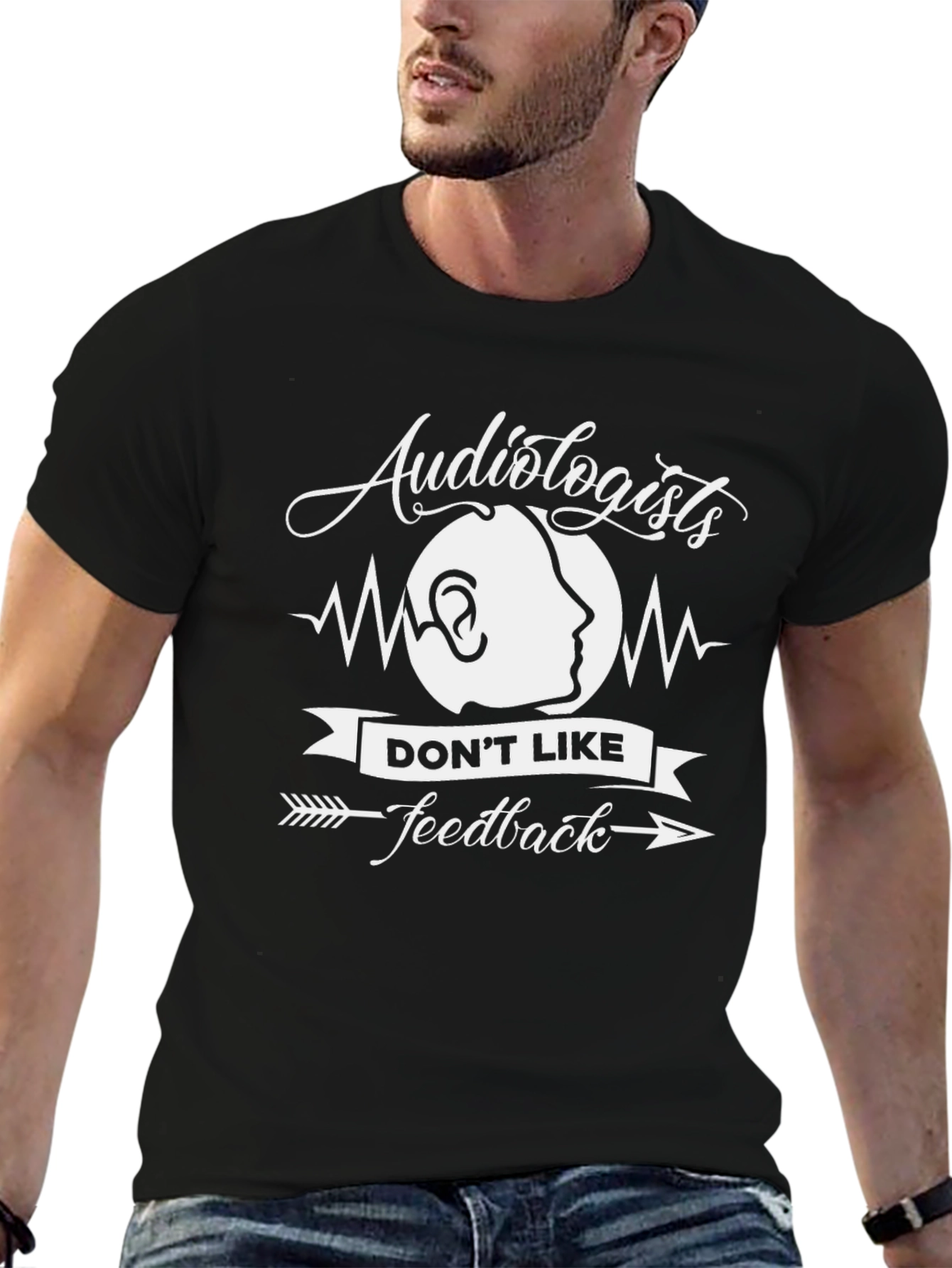 Black Audiologists Feedback T-Shirt - Funny Audiology Tee view 6