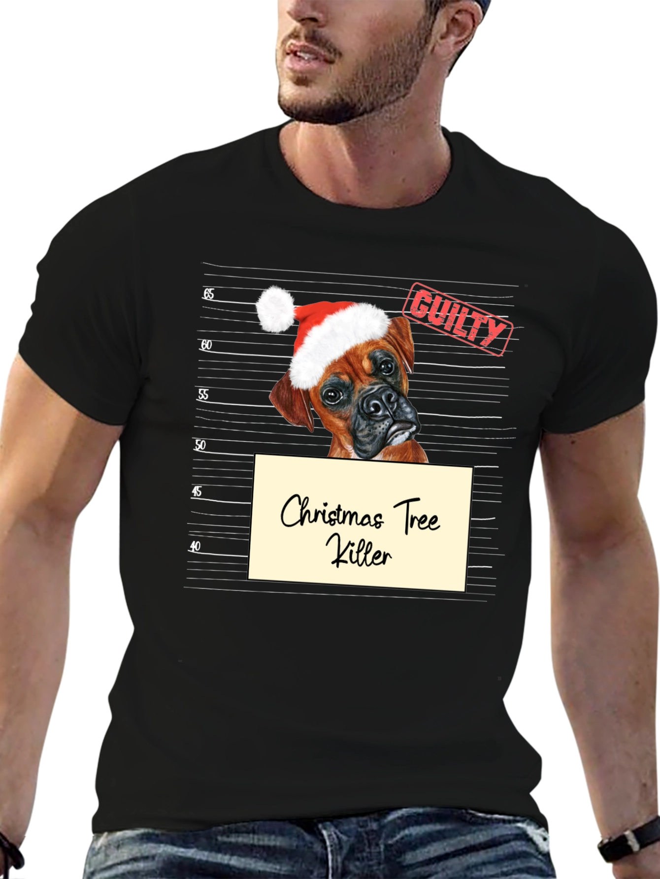 Black Christmas Tree Killer Dog T-Shirt view 6