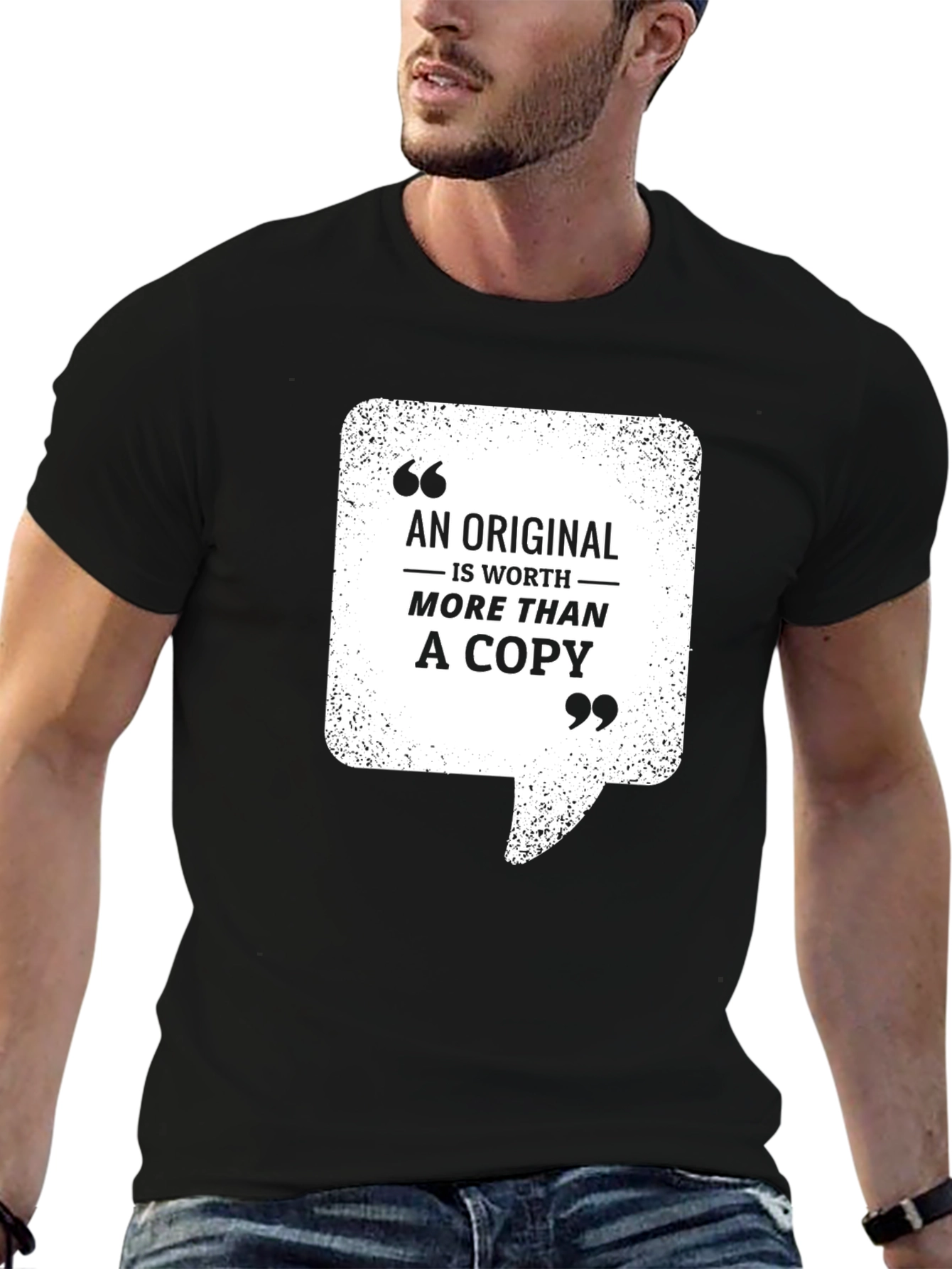 Black Original Worth More Than Copy Black T-Shirt view 6