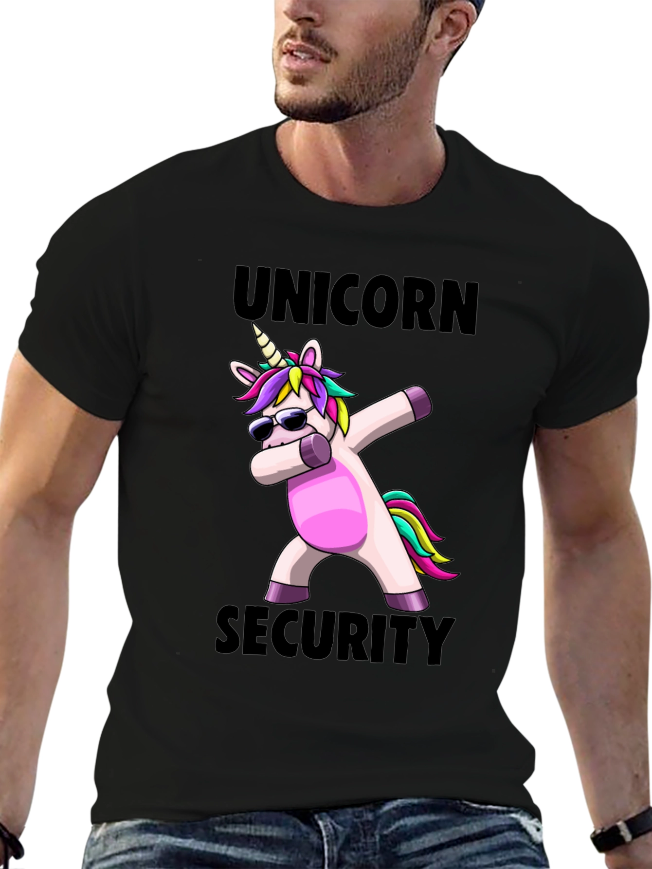 Black Unicorn Security Dabbing T-Shirt - Fun & Unique Design view 6