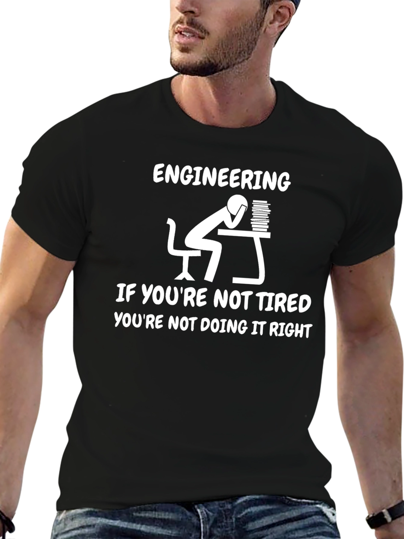 Black Engineering Tiredness T-Shirt view 6
