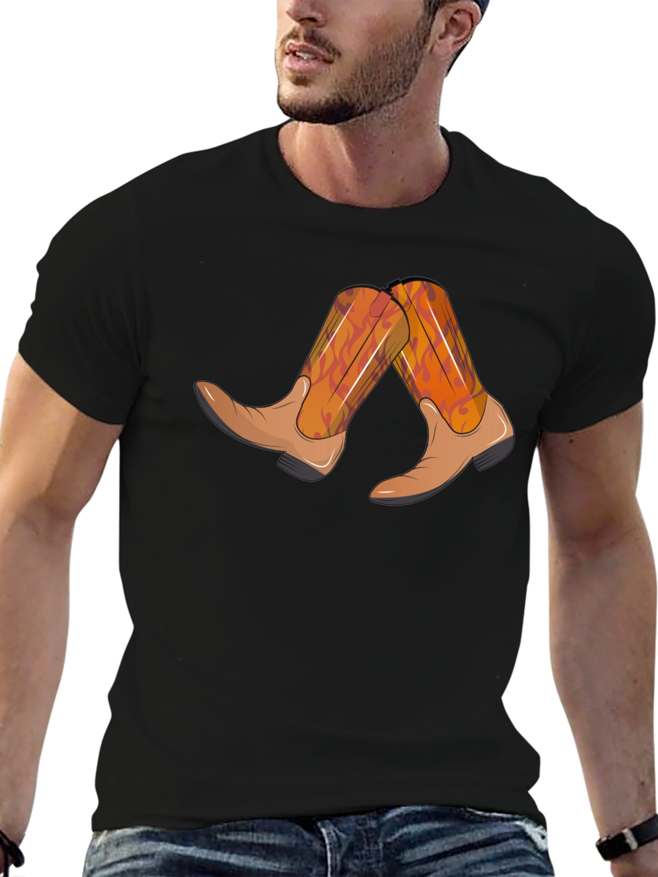 Black Cowboy Boots Graphic Tee - Country Style Shirt view 6