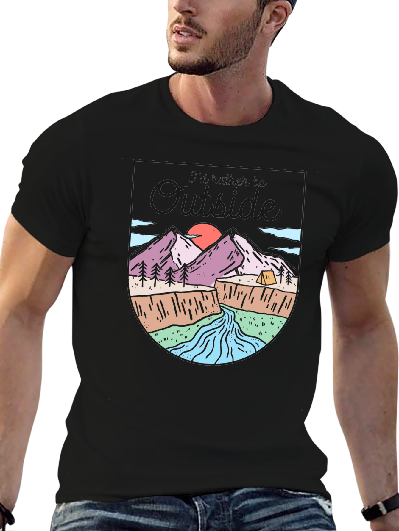 Black Outdoor Adventure Graphic T-Shirt view 6