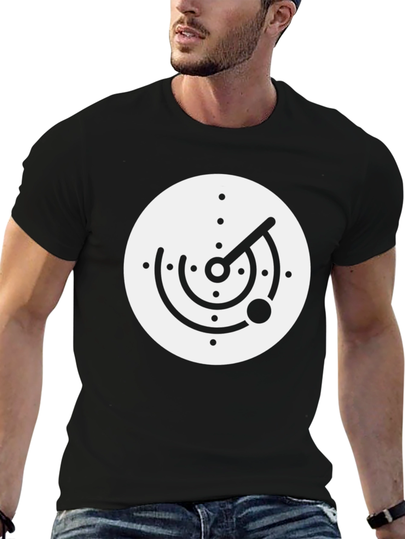 Black Radar Graphic T-Shirt - Retro Style view 6