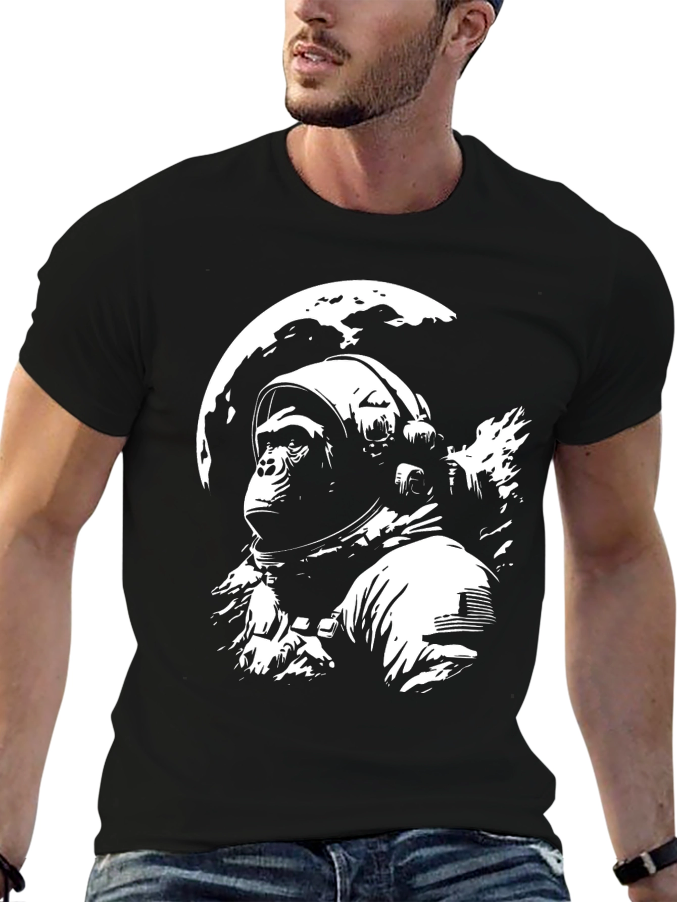 Black Astronaut Ape Black T-Shirt view 6