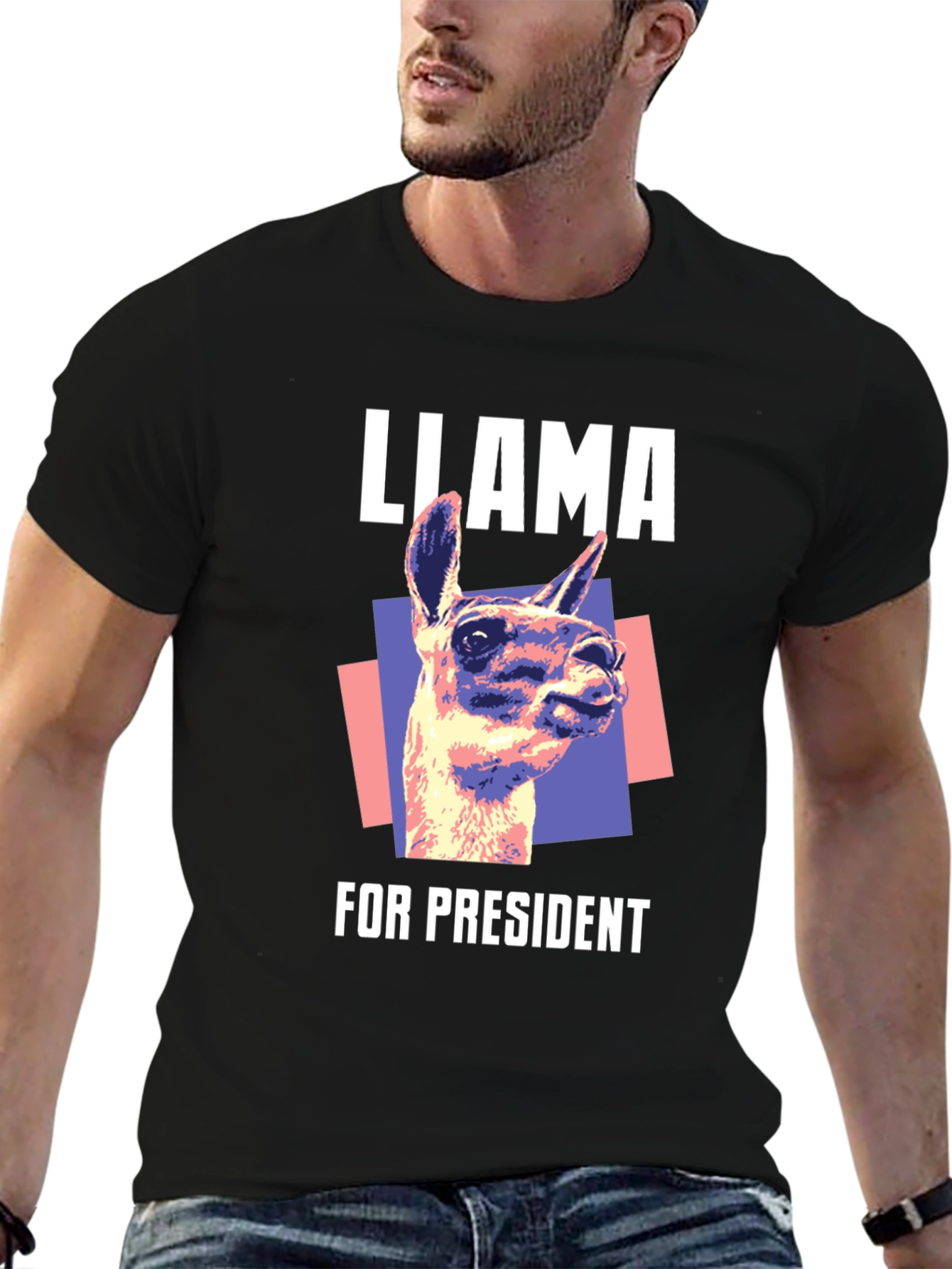 Black Llama For President Graphic T-Shirt view 6