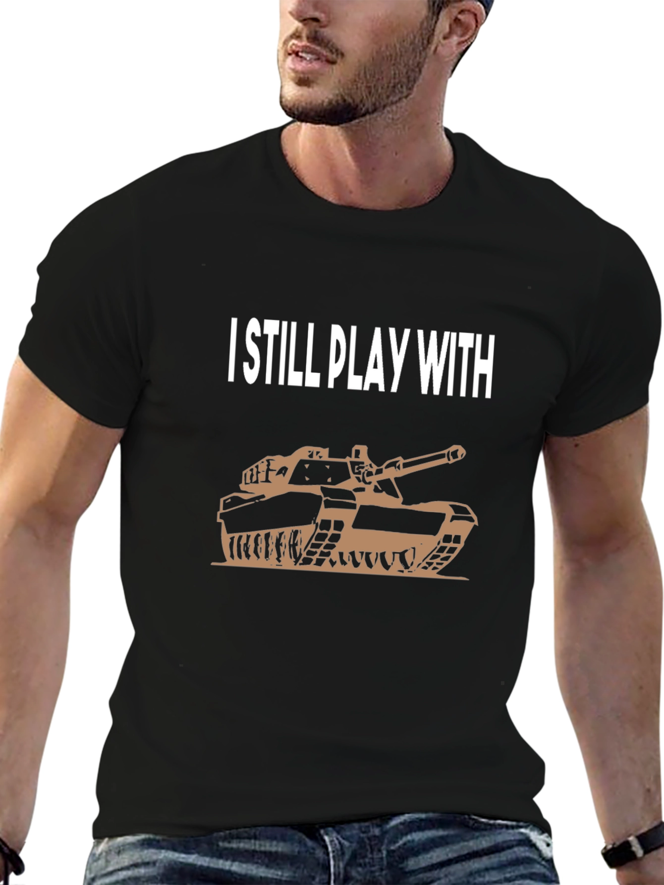 Black I Still Play With Tanks Graphic Tee - Black Cotton view 6