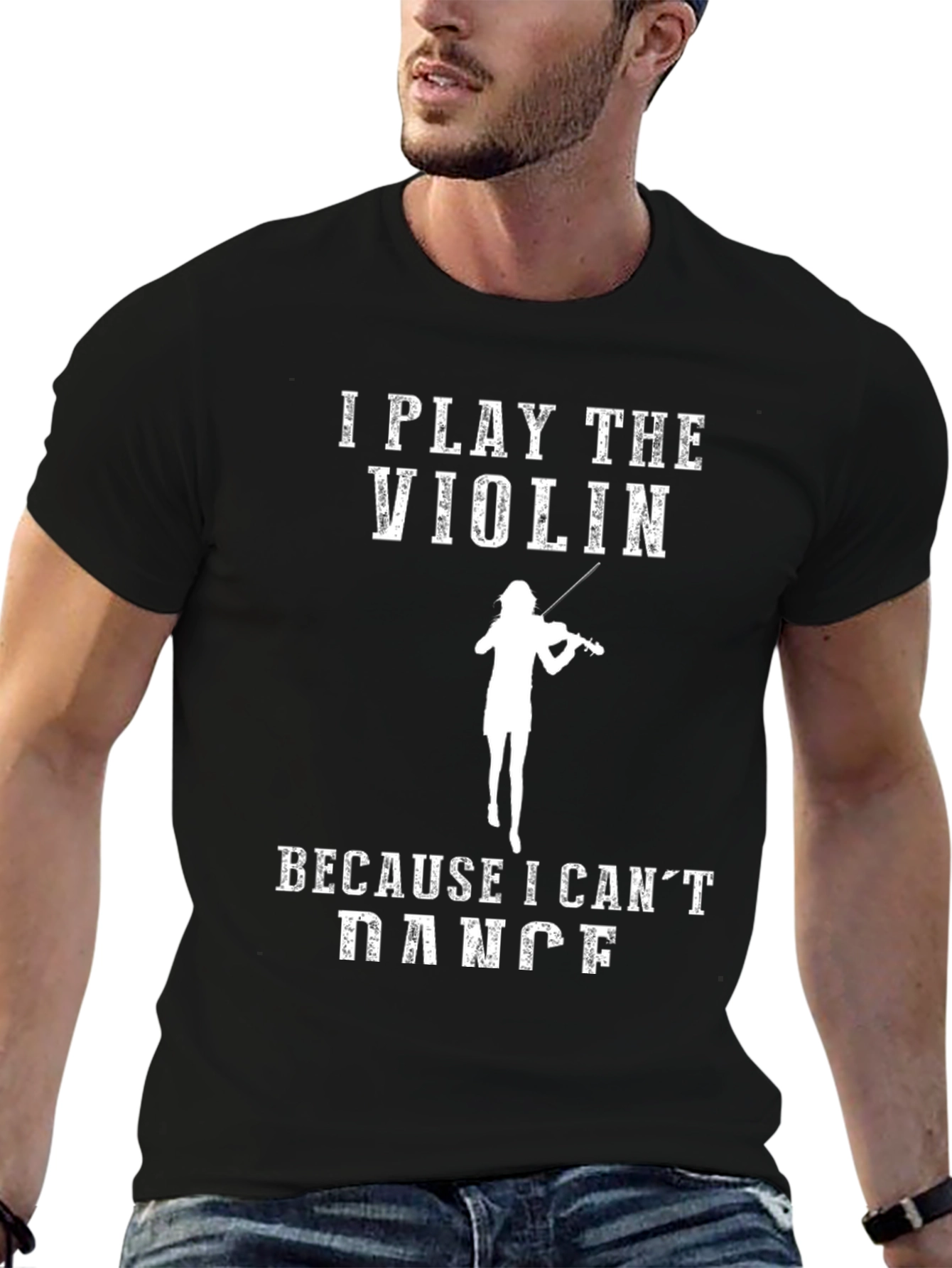 Black Violin Player Humor T-Shirt - I Play The Violin Because I Can't Dance view 6