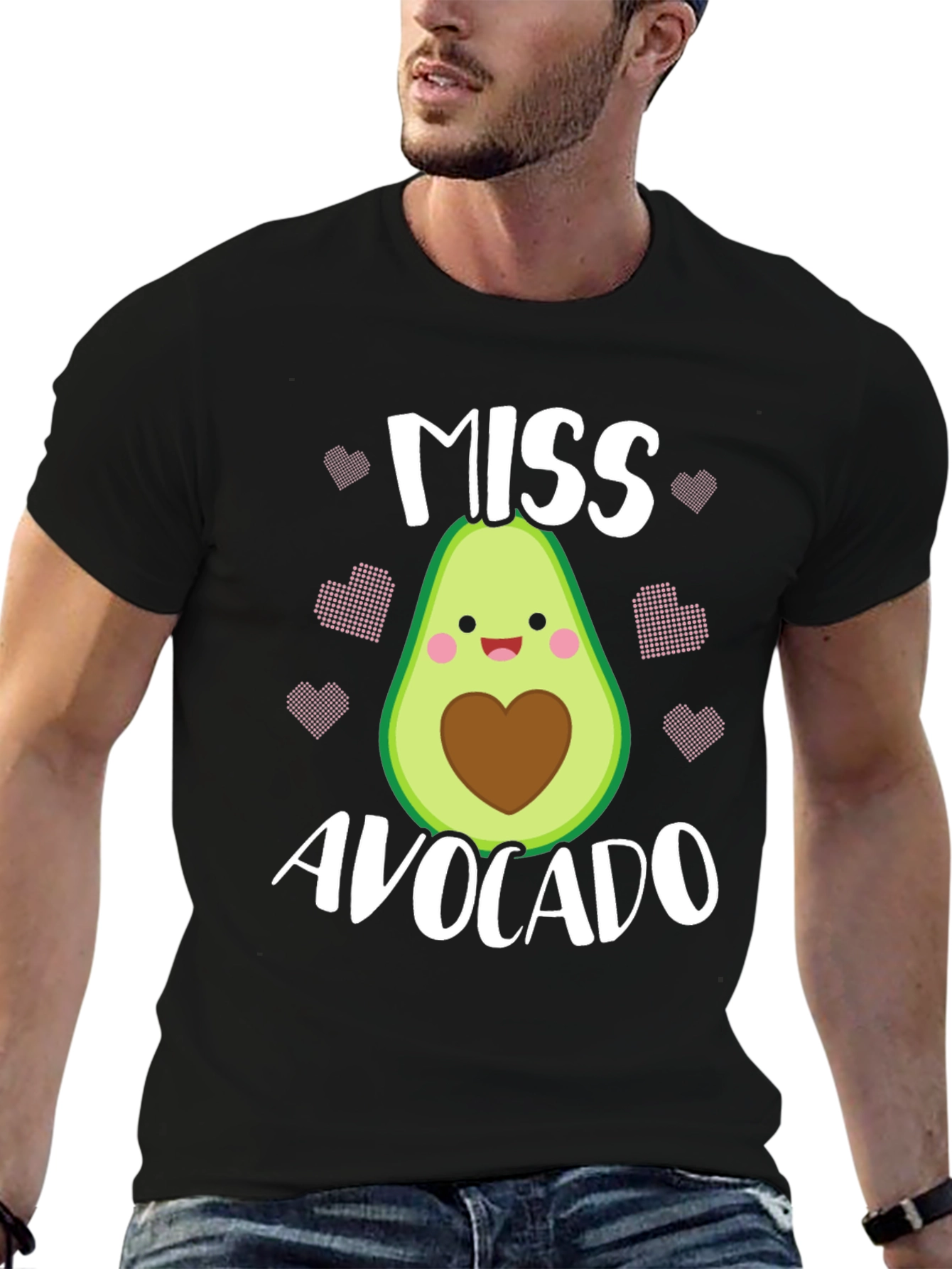 Black Miss Avocado T-Shirt - Cute Foodie Graphic Tee view 6