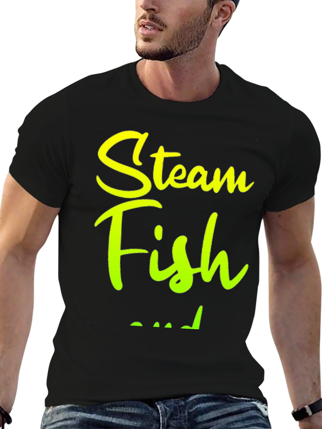 Black Steam Fish T-Shirt - Comfortable and Stylish view 6