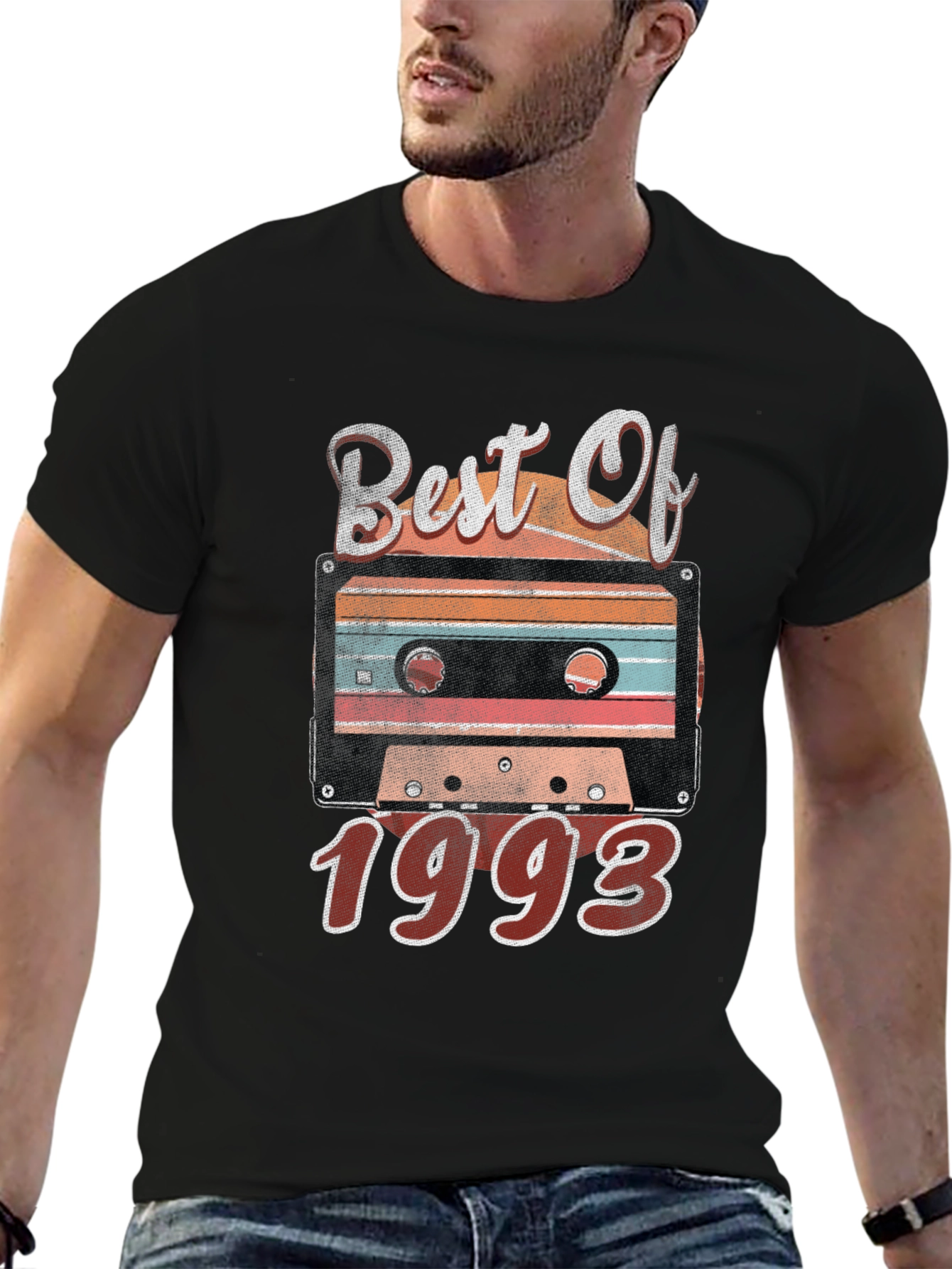 Black Best Of 1993 Cassette Tape Graphic T-Shirt view 6