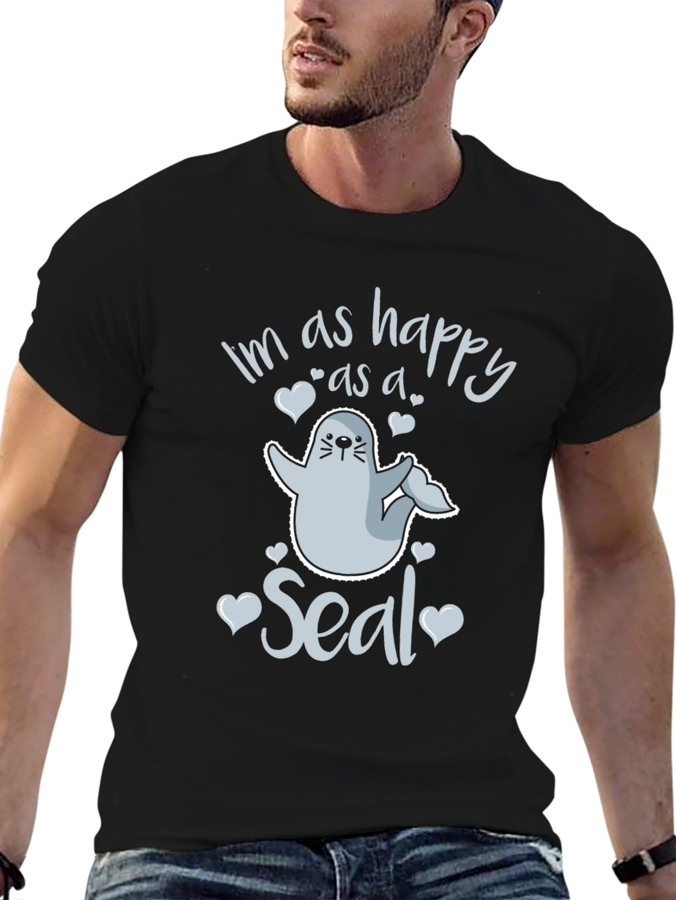 Black Happy as a Seal Graphic Tee | Unisex view 6
