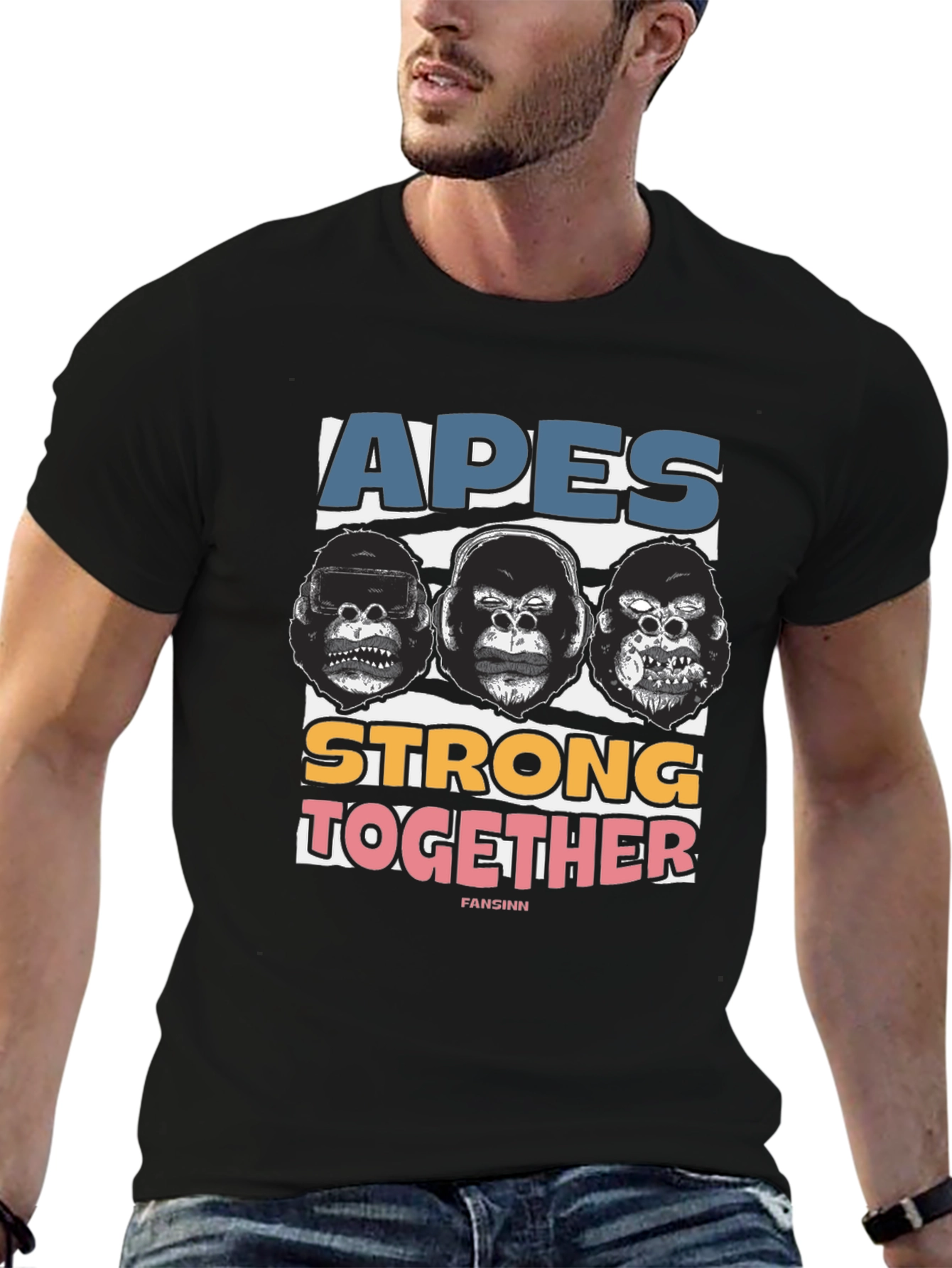 Black Apes Strong Together Graphic Tee - Black Cotton view 6