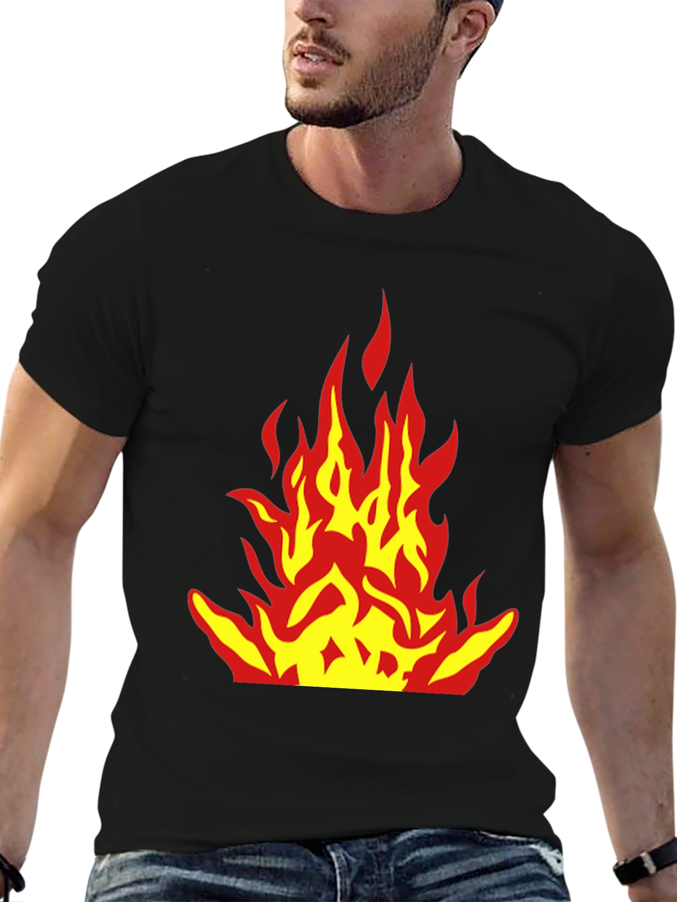 Black Flame Graphic Black T-Shirt - Bold Design view 6